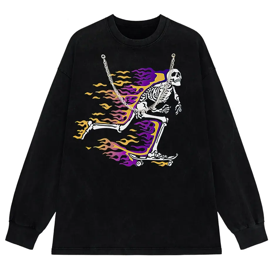 Vintage Washed Skull Graphic T-Shirt Men's Unisex High Street Oversized Tee by Vimost Shop