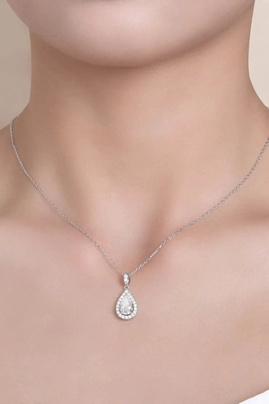 1.5 Carat Moissanite 925 Sterling Silver Teardrop Necklace by Partner Labels
