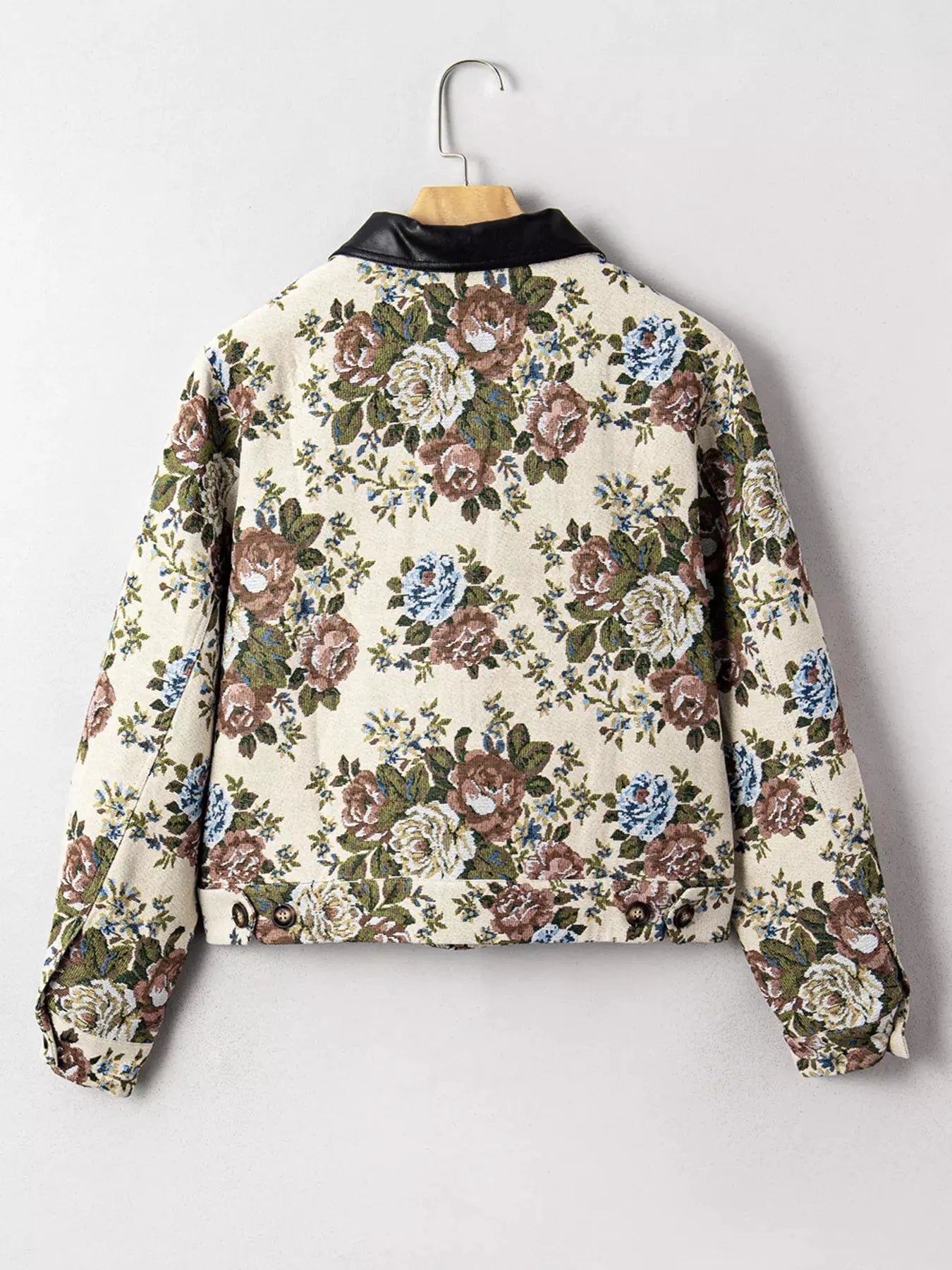 Floral Print Zip Up Contrast Collared Jacket by Partner Label