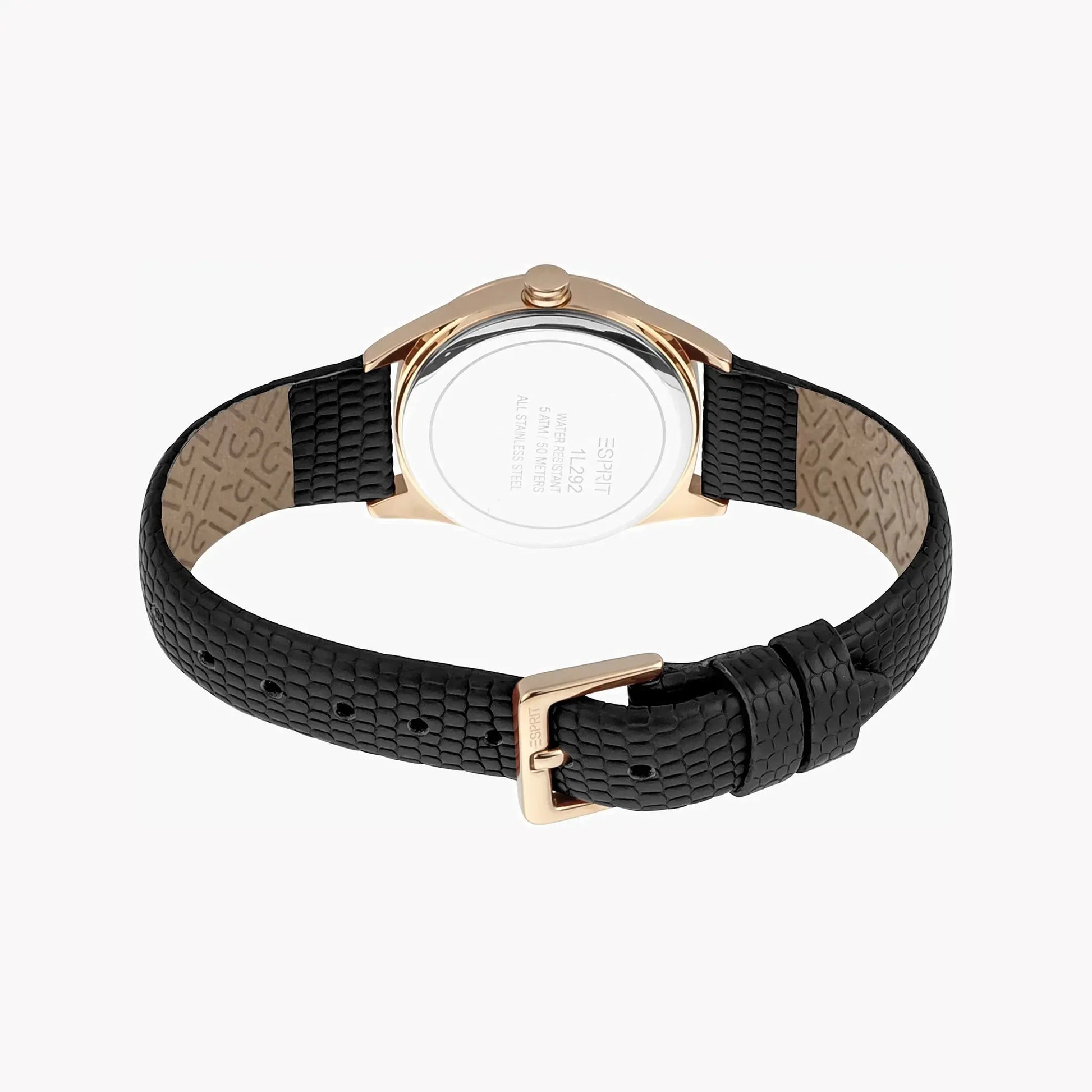 Esprit Women's Black Leather Watch, Black Dial | Es1l128m0075 by ESPRIT