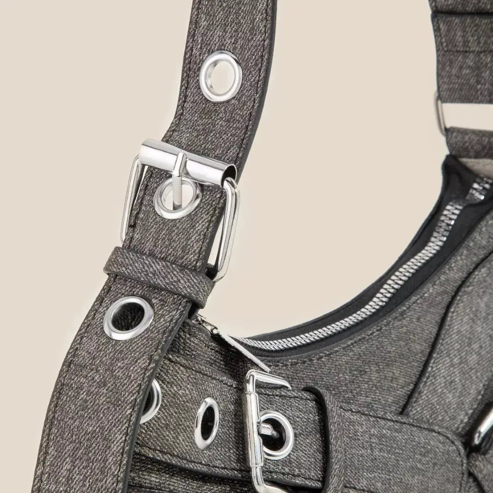Fame Denim Belt Accent Shoulder Bag by Fame