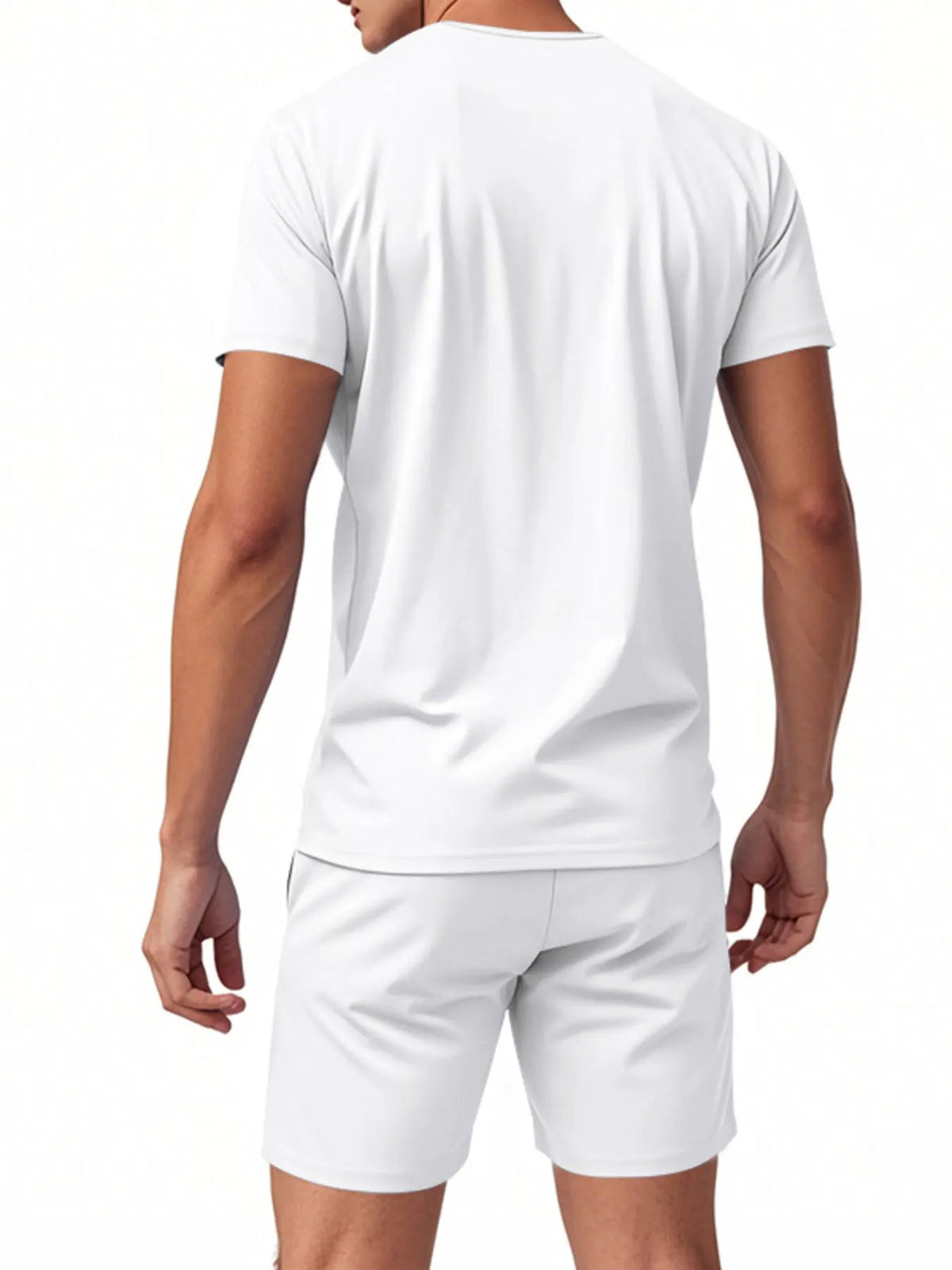 Men's Full Size V-Neck Short Sleeve T-Shirt and Shorts Set Plus Size by Trendsi