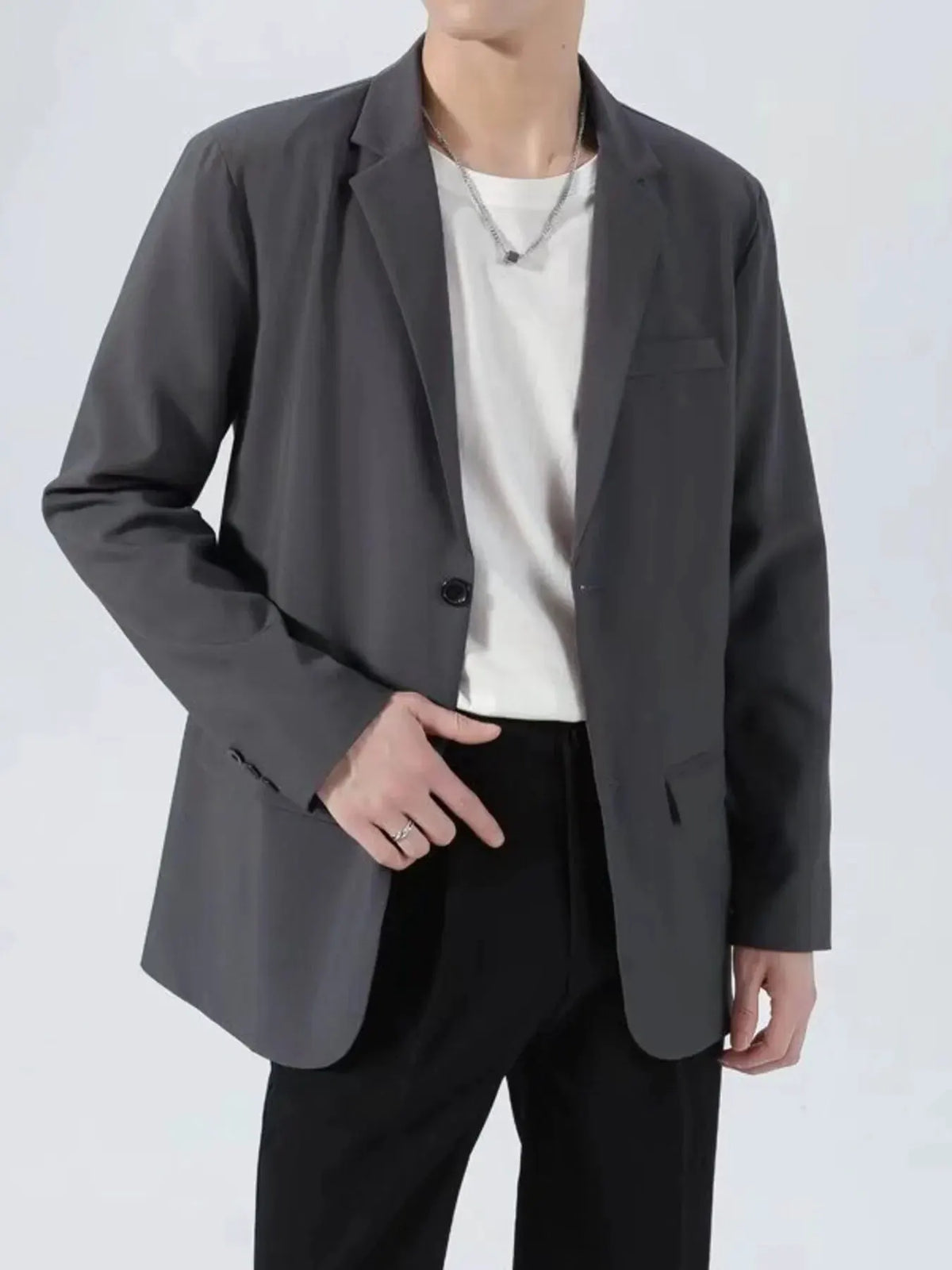 Men's Plus Size Classic Fit Two-Button Blazer by Trendsi