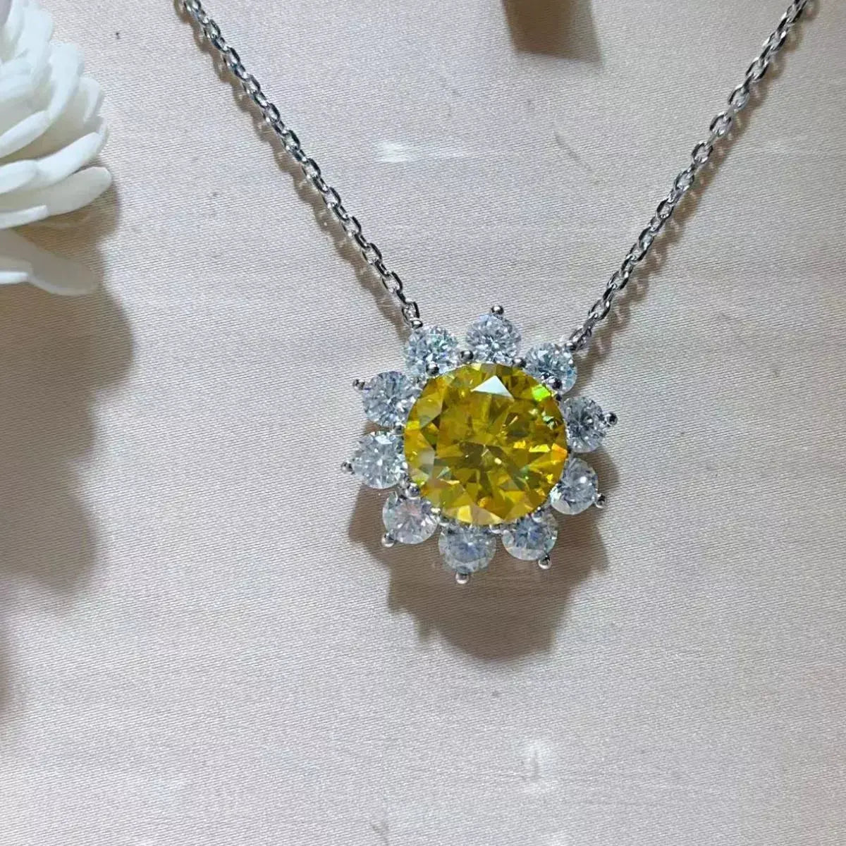 5 Carat Moissanite 925 Sterling Silver Pendant Necklace by Partner Labels