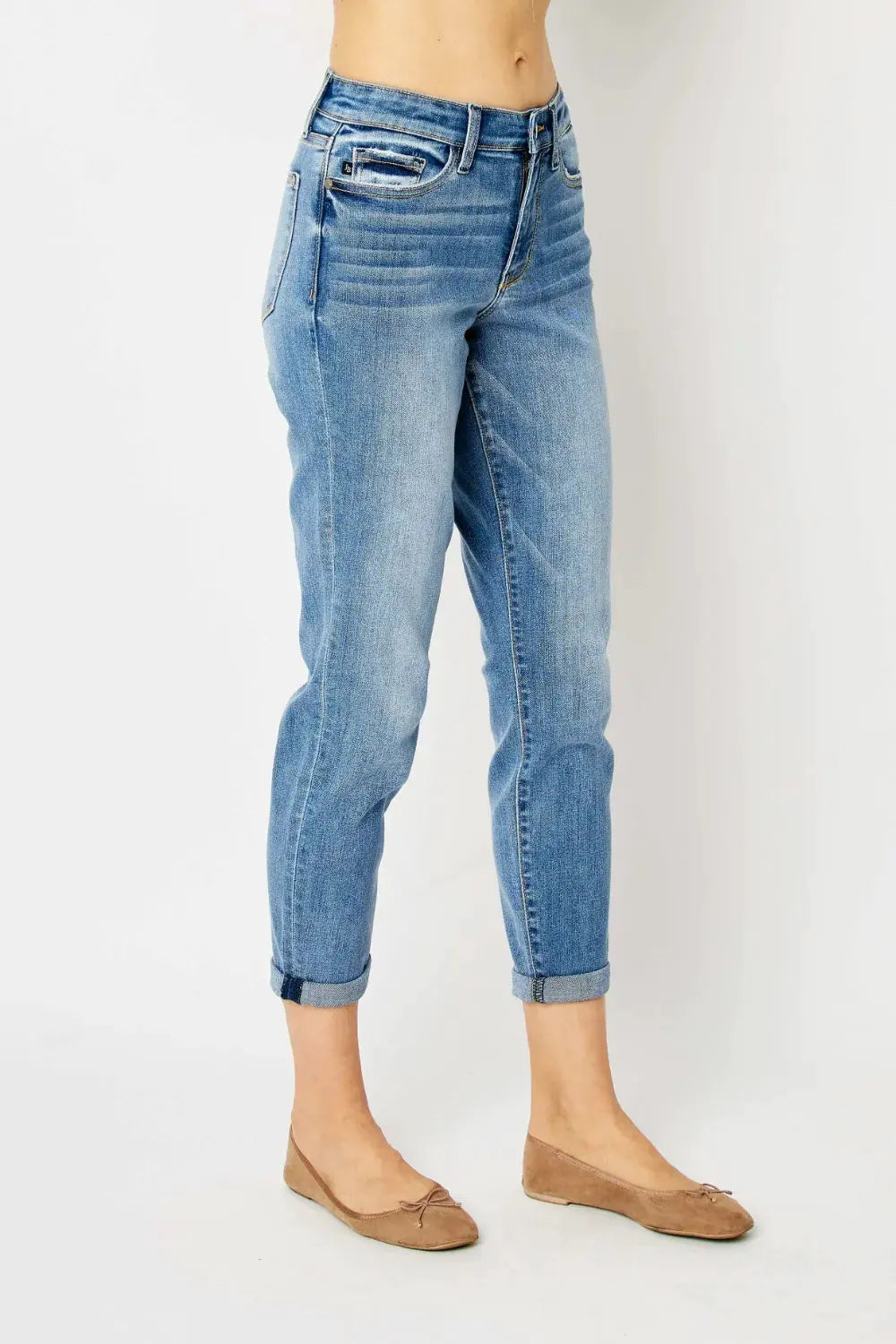 Judy Blue Full Size Cuffed Hem Slim Jeans by Judy Blue