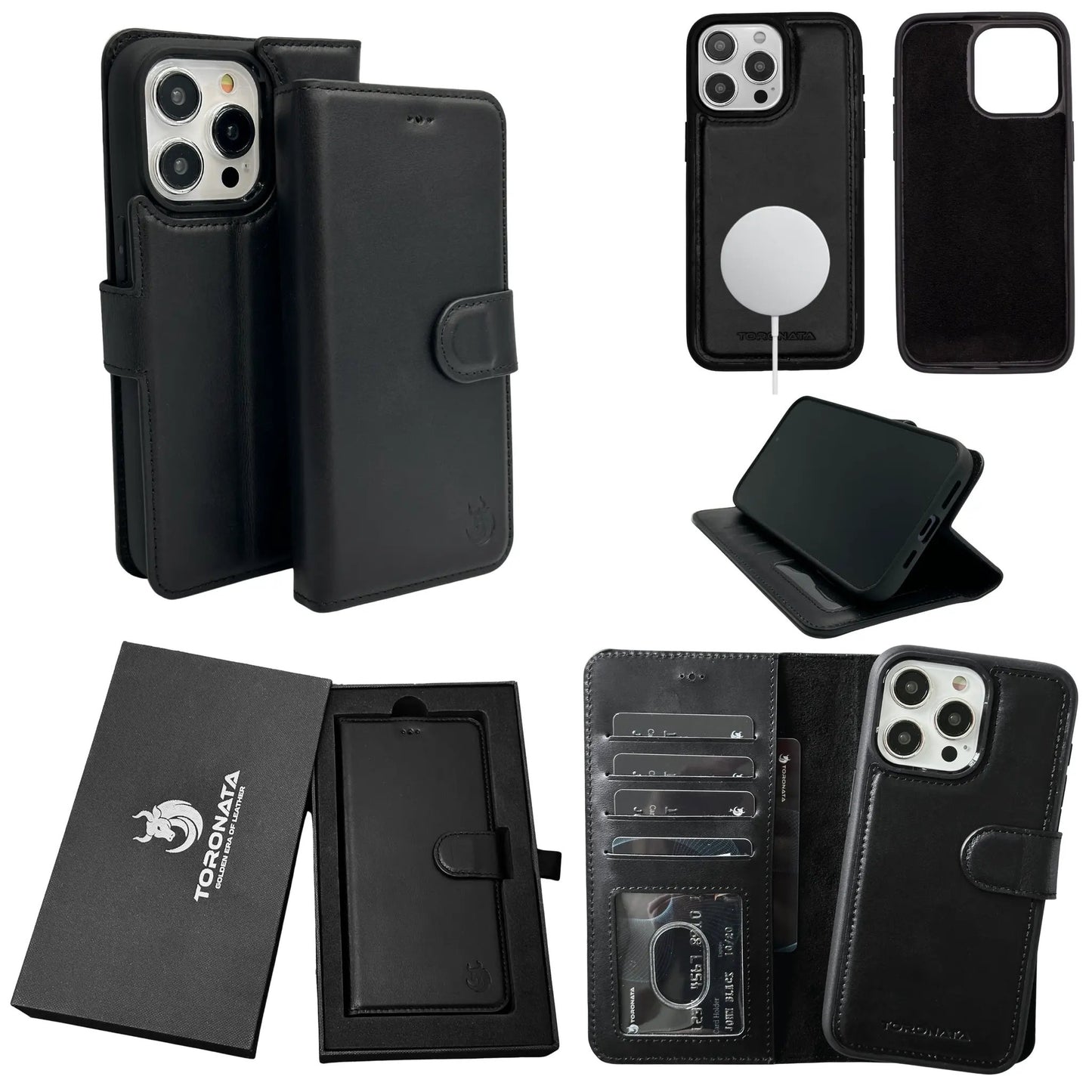 Vegas Premium Leather iPhone 15 Wallet Case with MagSafe | Detachable RFID Blocking Luxury Wallet by TORONATA