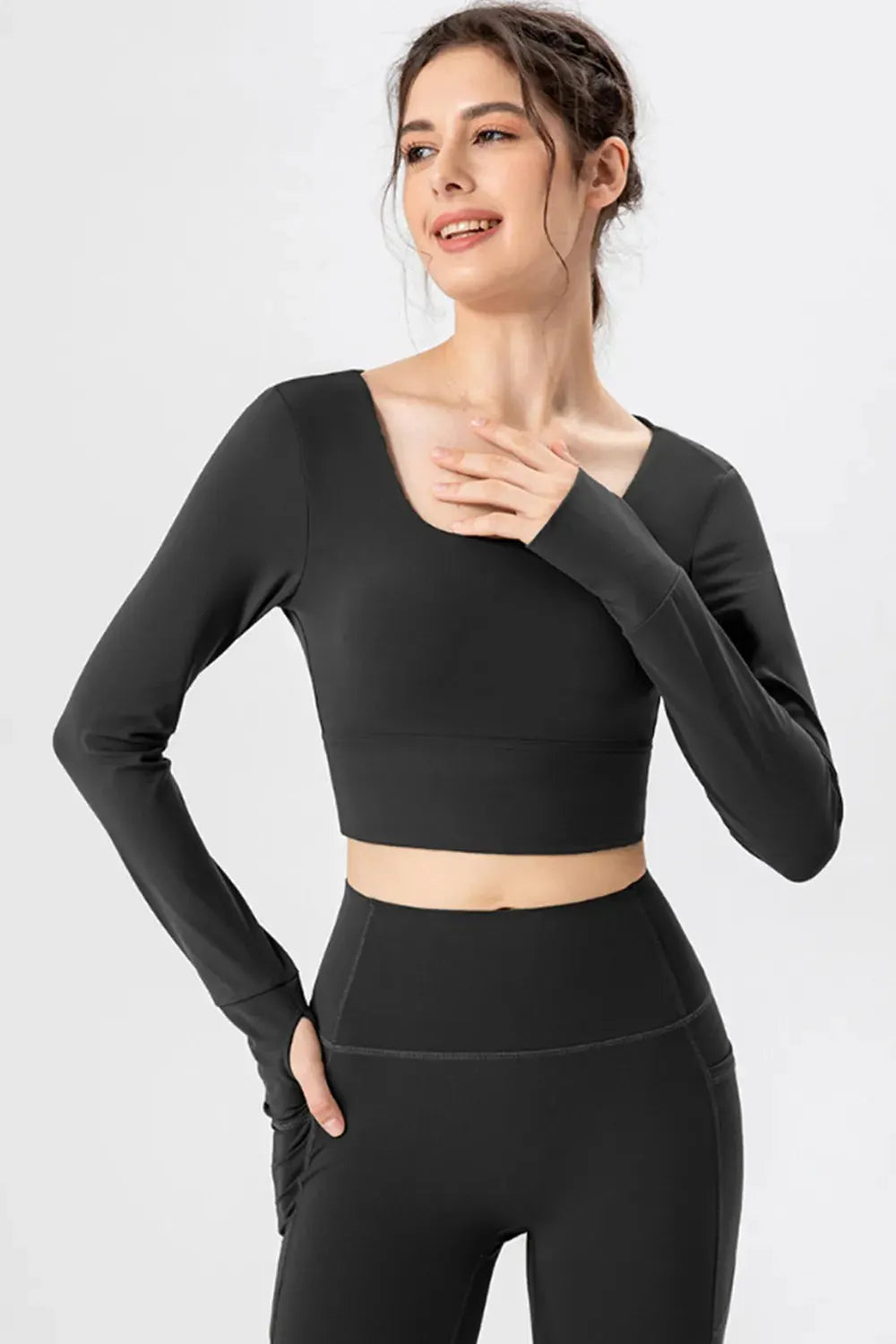 Square Neck Crisscross Active T-Shirt by Partner Label