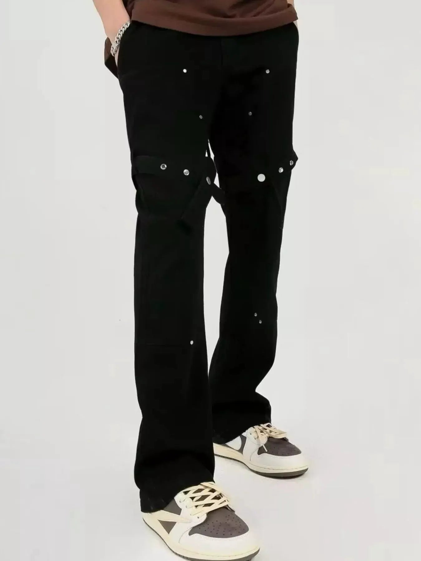 Men's Plus Size Stud Embellishments Bootcut Pants by Trendsi