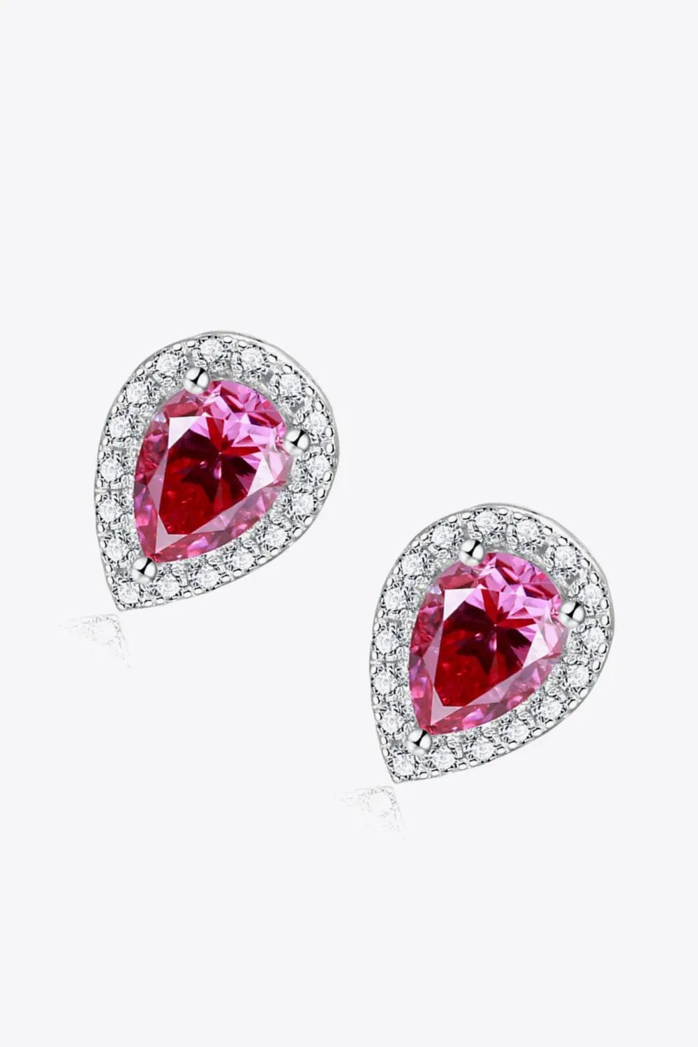 2 Carat Moissanite Teardrop Stud Earrings in Rose by Partner Label