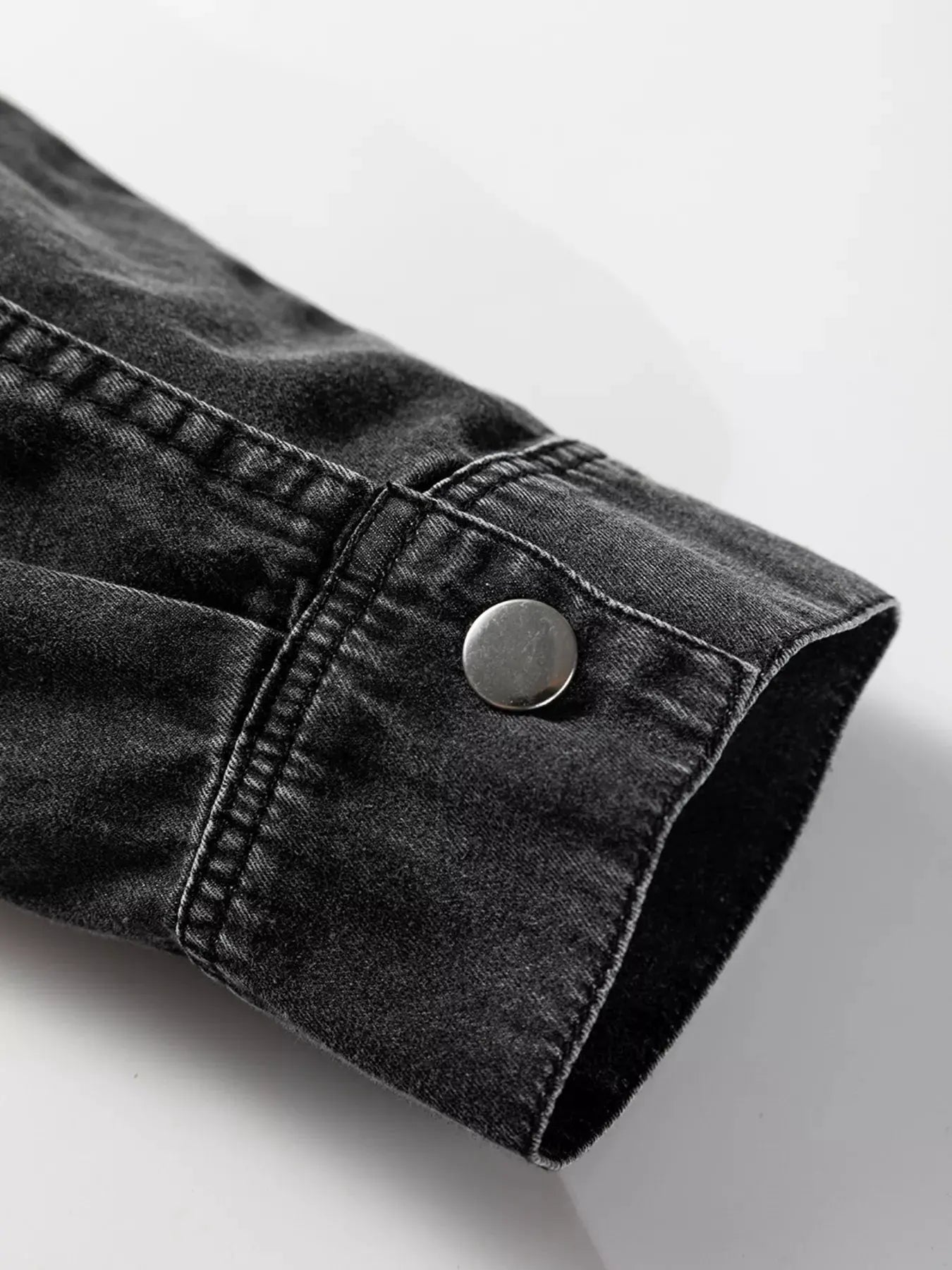 Chest Pocket Raw Hem Denim Loose Shirt Dress by Partner Label