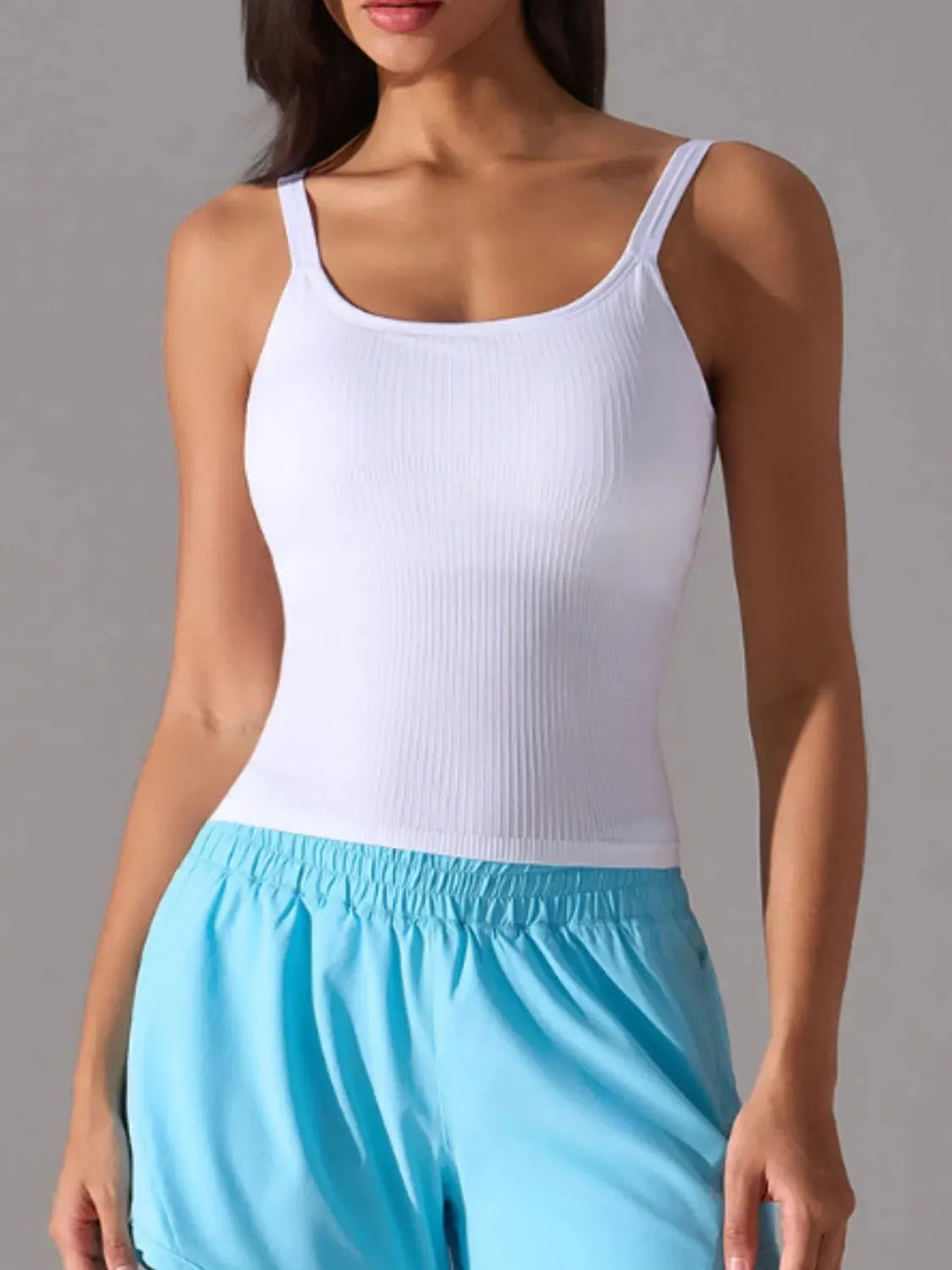 Scoop Neck Active Tank with Detachable Chest Pads by Partner Label