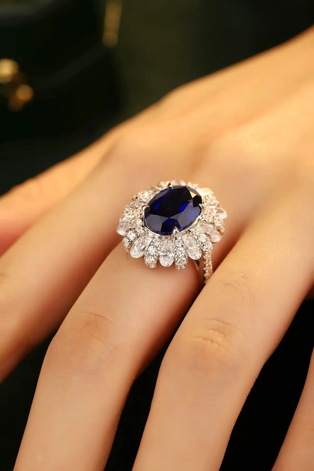 5 Carat Lab-Grown Sapphire Flower Shape Ring by Partner Label