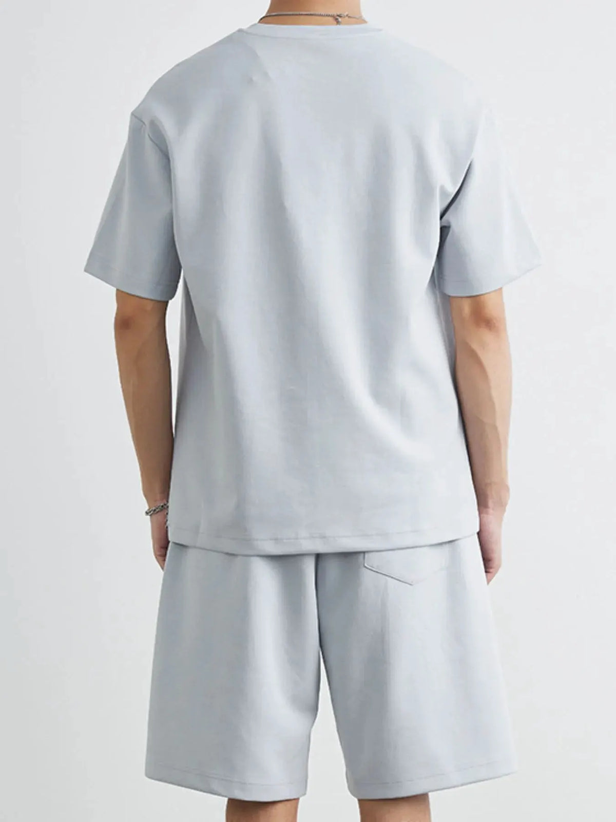 Men's Plus Size Round Neck Short Sleeve Top and Shorts Set by Trendsi