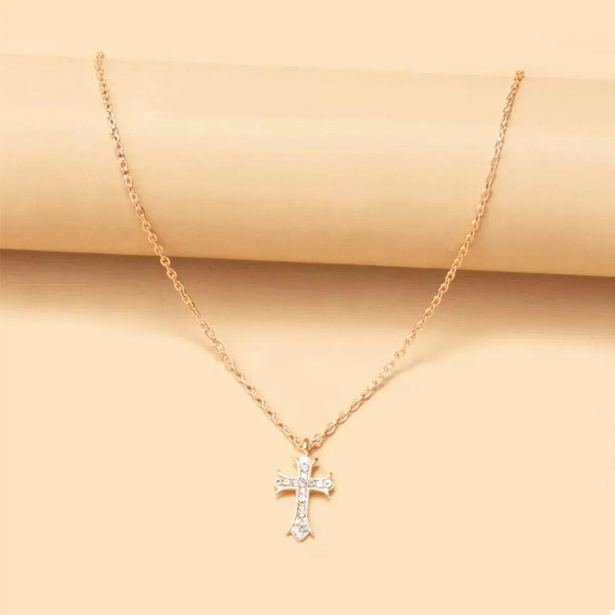 18K Gold-Plated Rhinestone Cross Necklace by Partner Labels