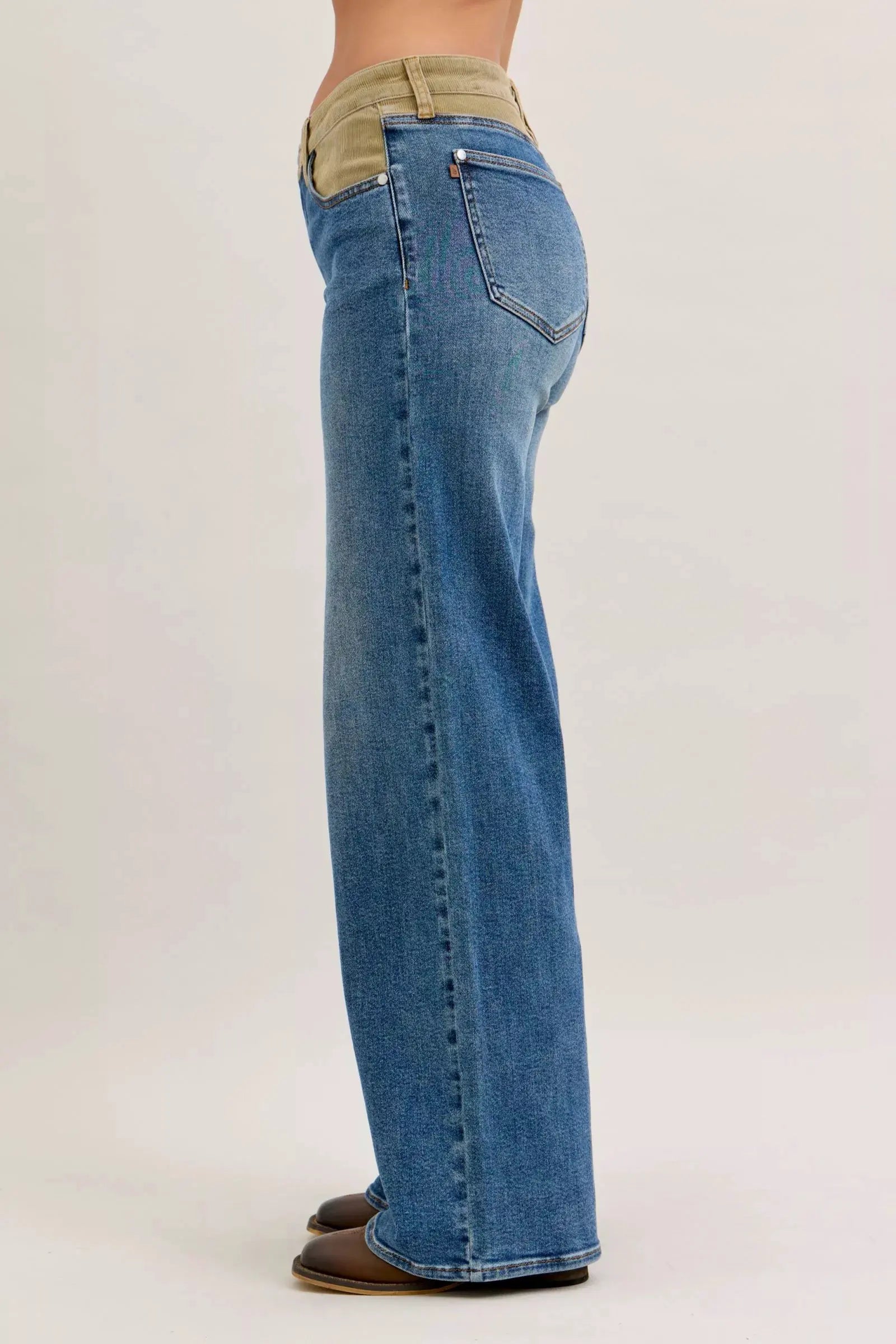 Judy Blue MR Column Straight Jeans with Corduroy Waist by Judy Blue