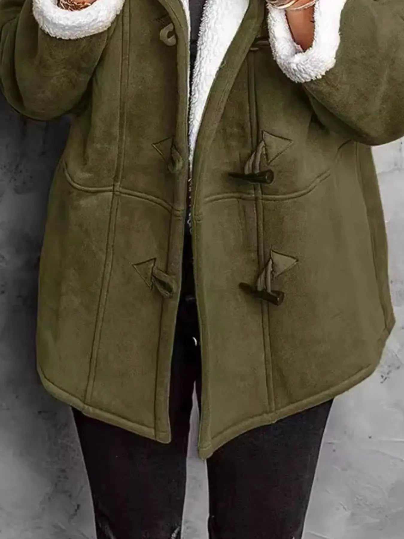 Full Size Cozy Sherpa Lined Toggle Coat with Hood Plus Size | Partner Labels Selection by Partner Label