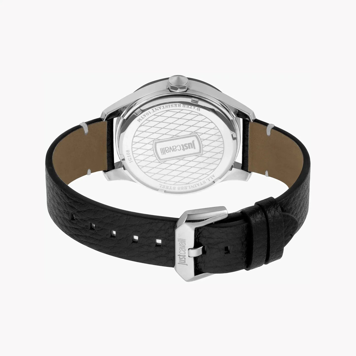 Just Cavalli Men's Black Leather Watch, Silver Case | Jc1g108l0035 by JUST CAVALLI