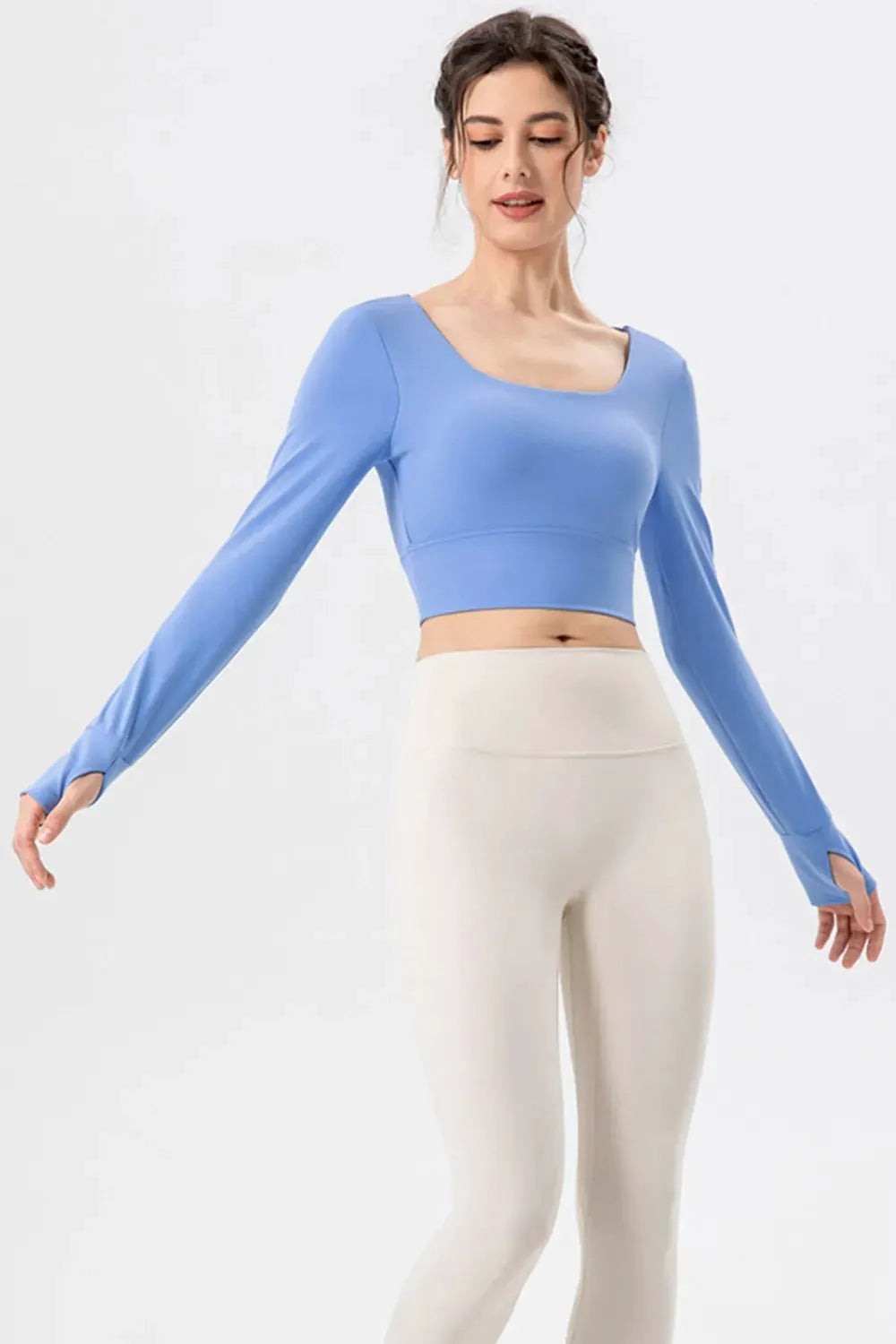 Square Neck Crisscross Active T-Shirt by Partner Label