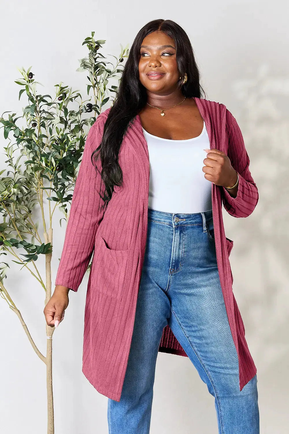Basic Bae Full Size Hooded Sweater Cardigan by Basic Bae