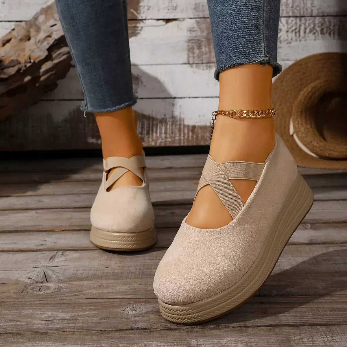 Crisscross Wedge Slip-Ons by Partner Label
