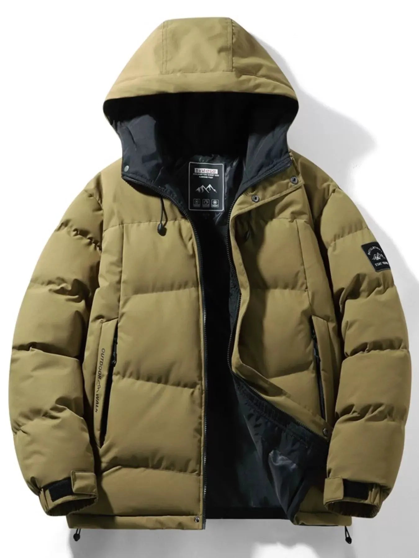 Men's Full Size Outdoor Padded Hooded Puffer Jacket Plus Size by Partner Label