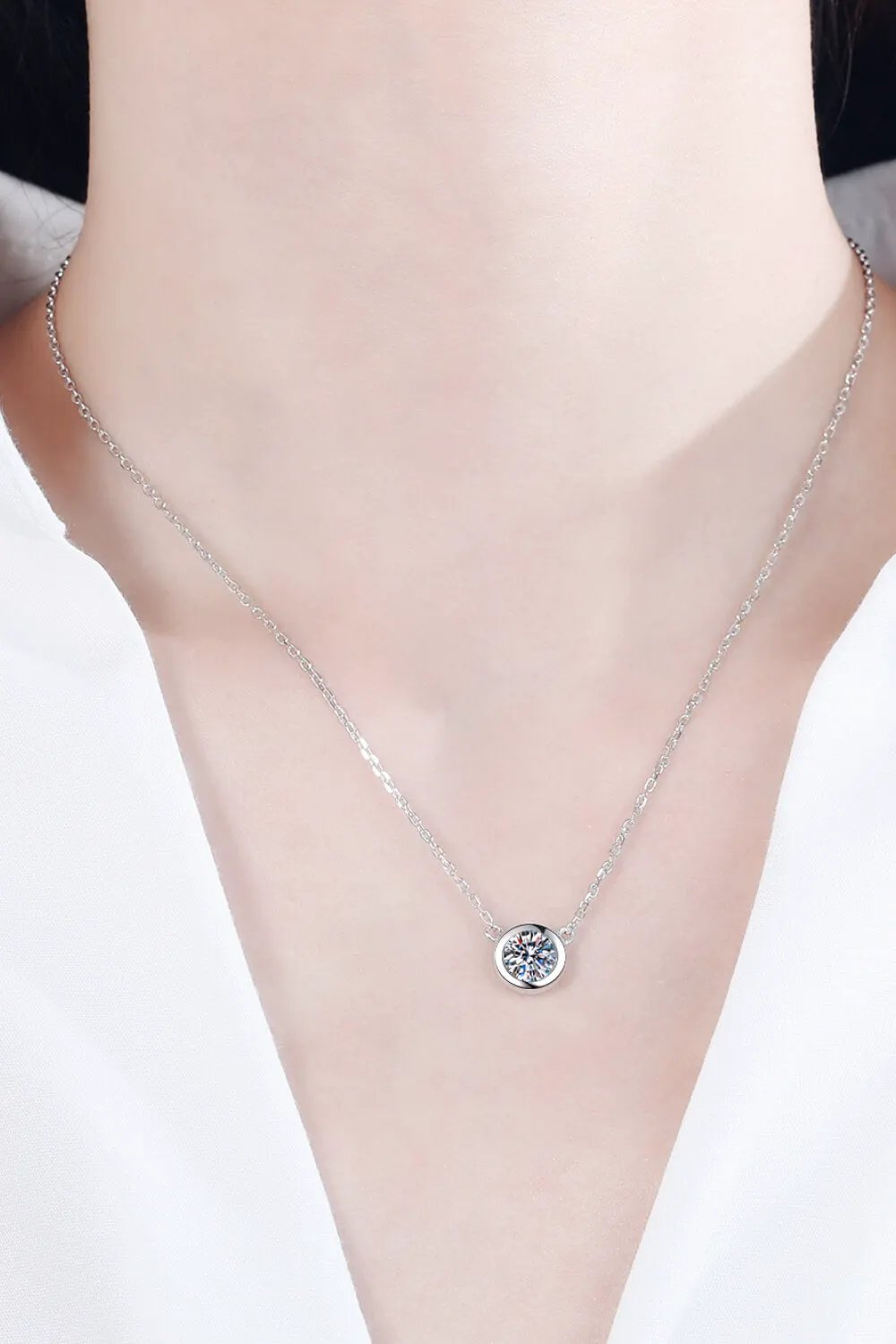 Moissanite Round Pendant Chain Necklace by Partner Labels