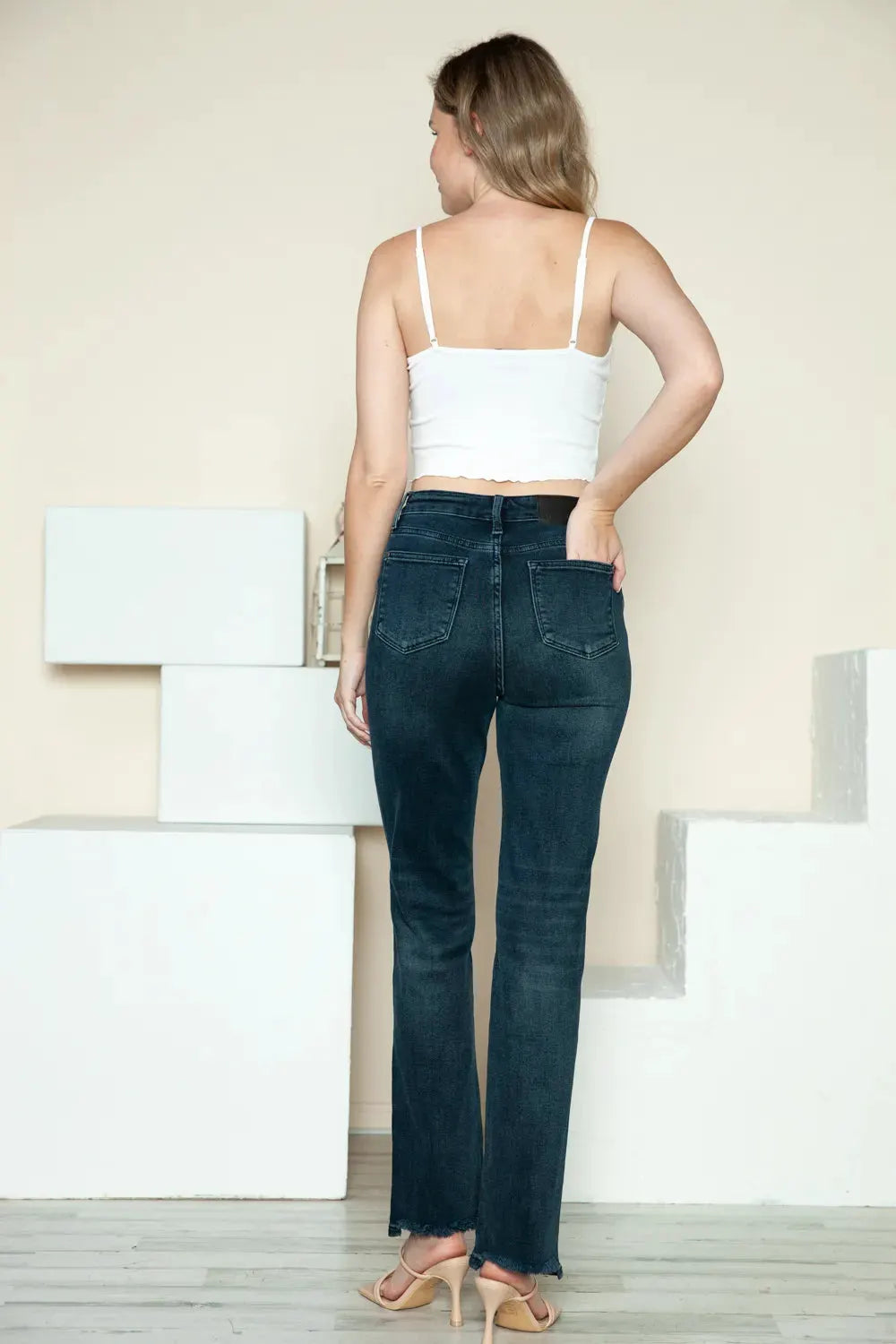 Judy Blue Full Size Button Fly Hem Destroy Straight Jeans by Judy Blue