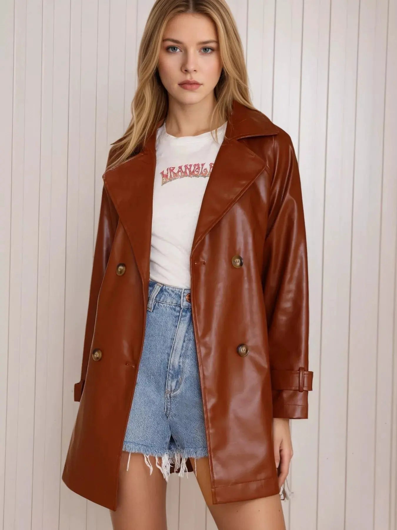 Leather Double-Breasted Jacket by Partner Label