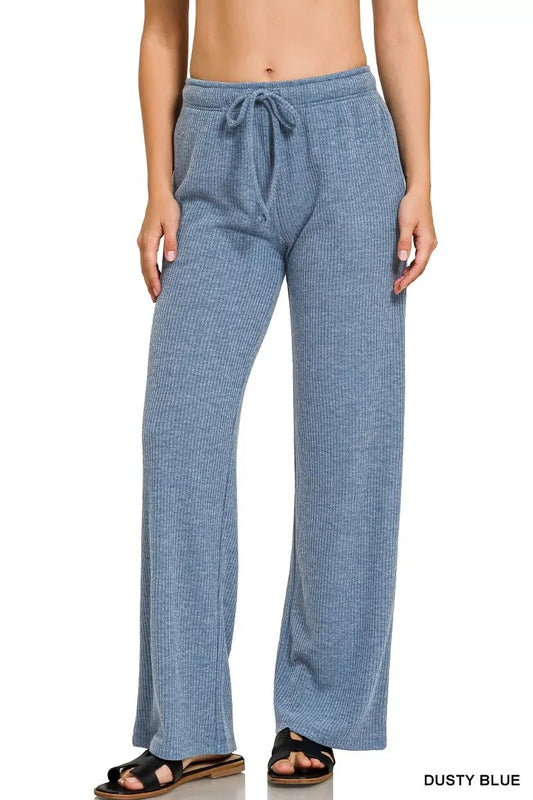 Zenana Ribbed Drawstring Lounge Pants by Zenana