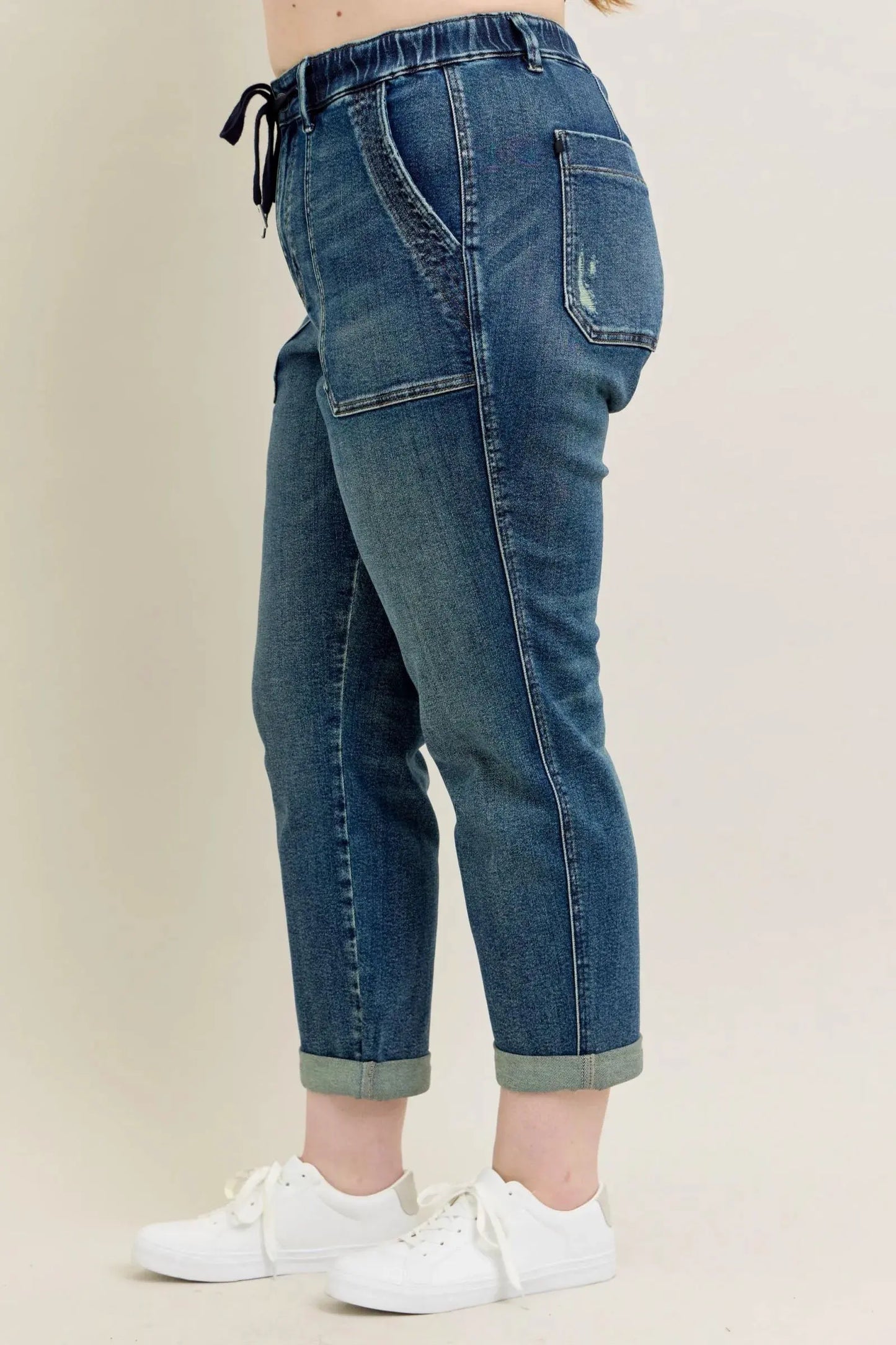 Judy Blue Full Size HW Vintage Wash Jeans w/ Drawstring Plus Size by Judy Blue