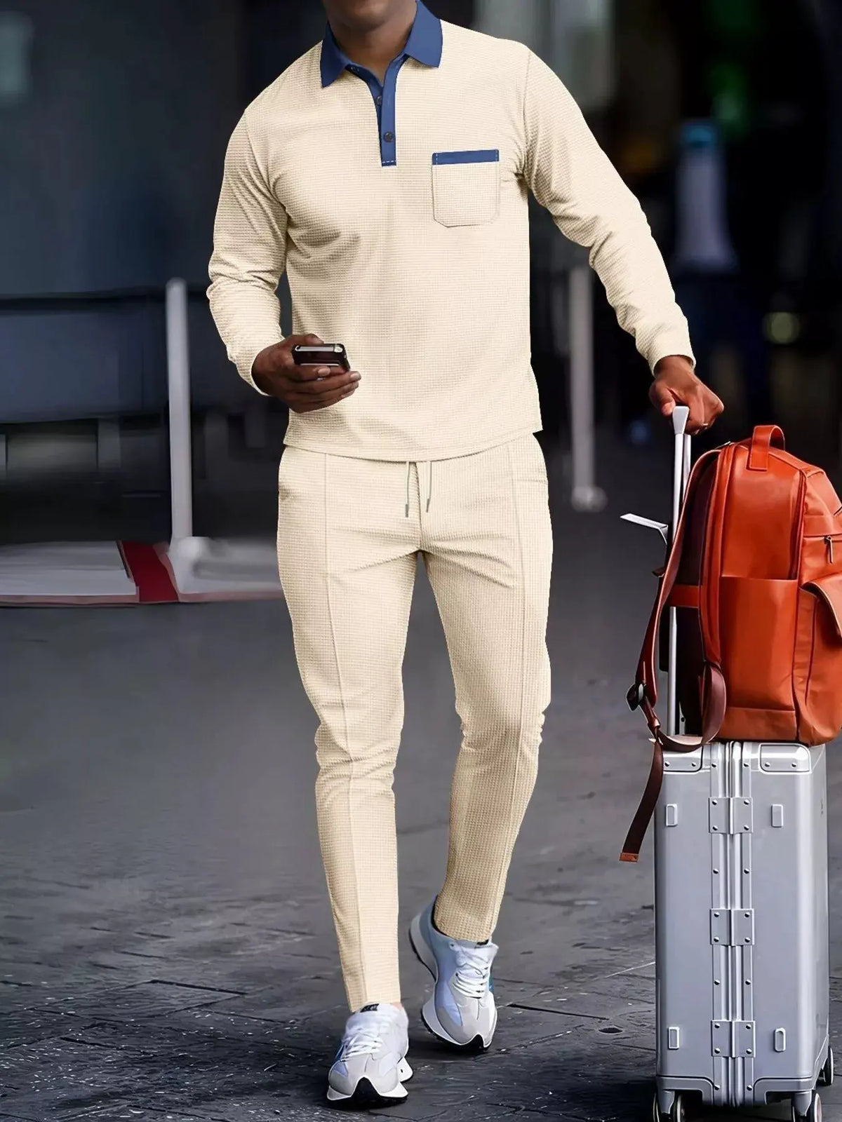 Men's Full Size Long Sleeve Top and Pants Set Plus Size by Trendsi