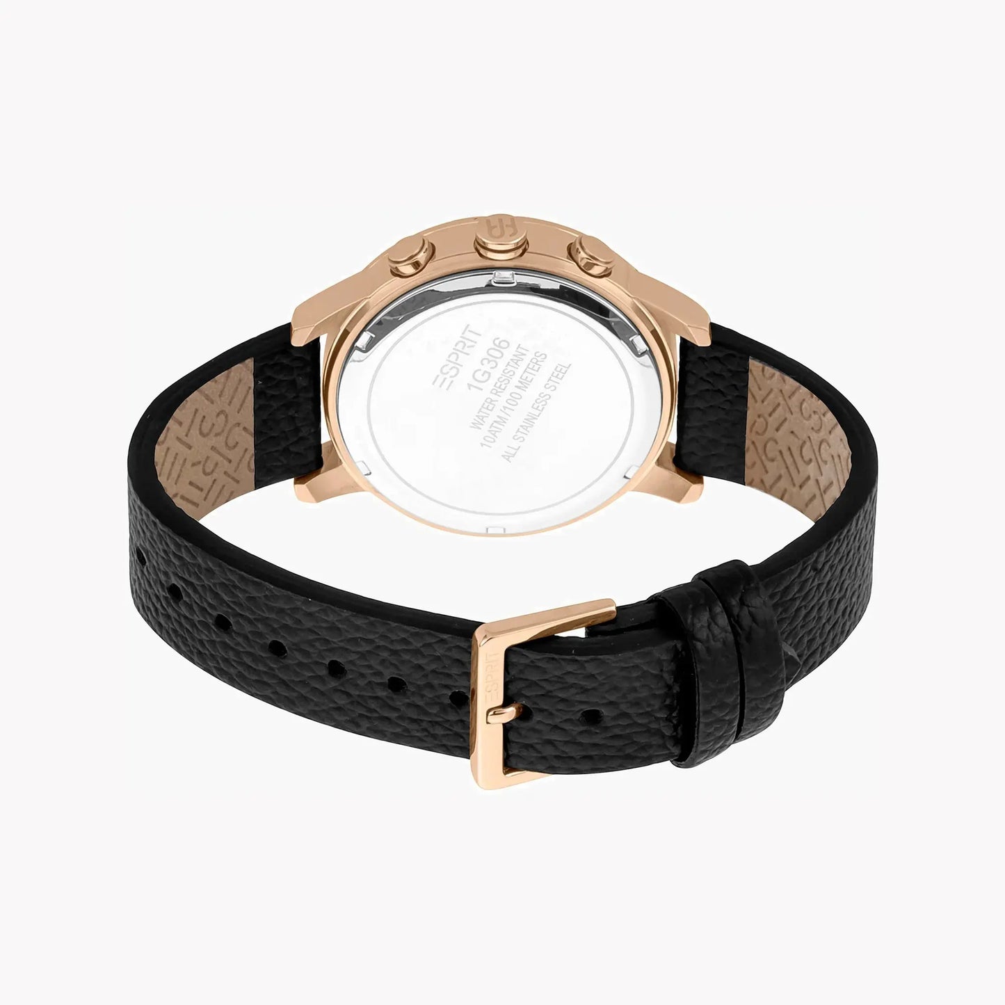 Esprit Men's Black Leather Watch, Silver Dial | ES1G306L0045 by ESPRIT