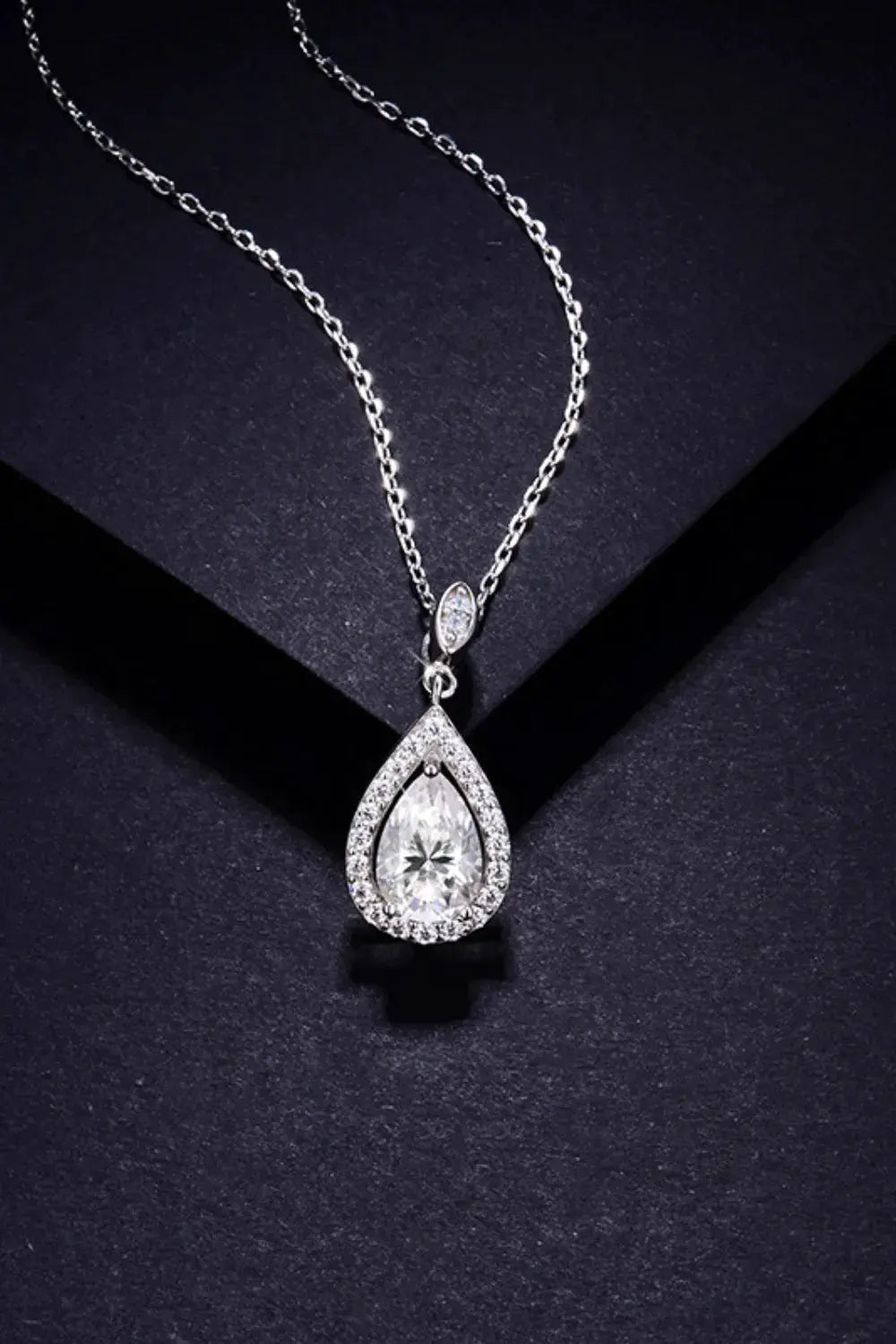 1.5 Carat Moissanite 925 Sterling Silver Teardrop Necklace by Partner Labels