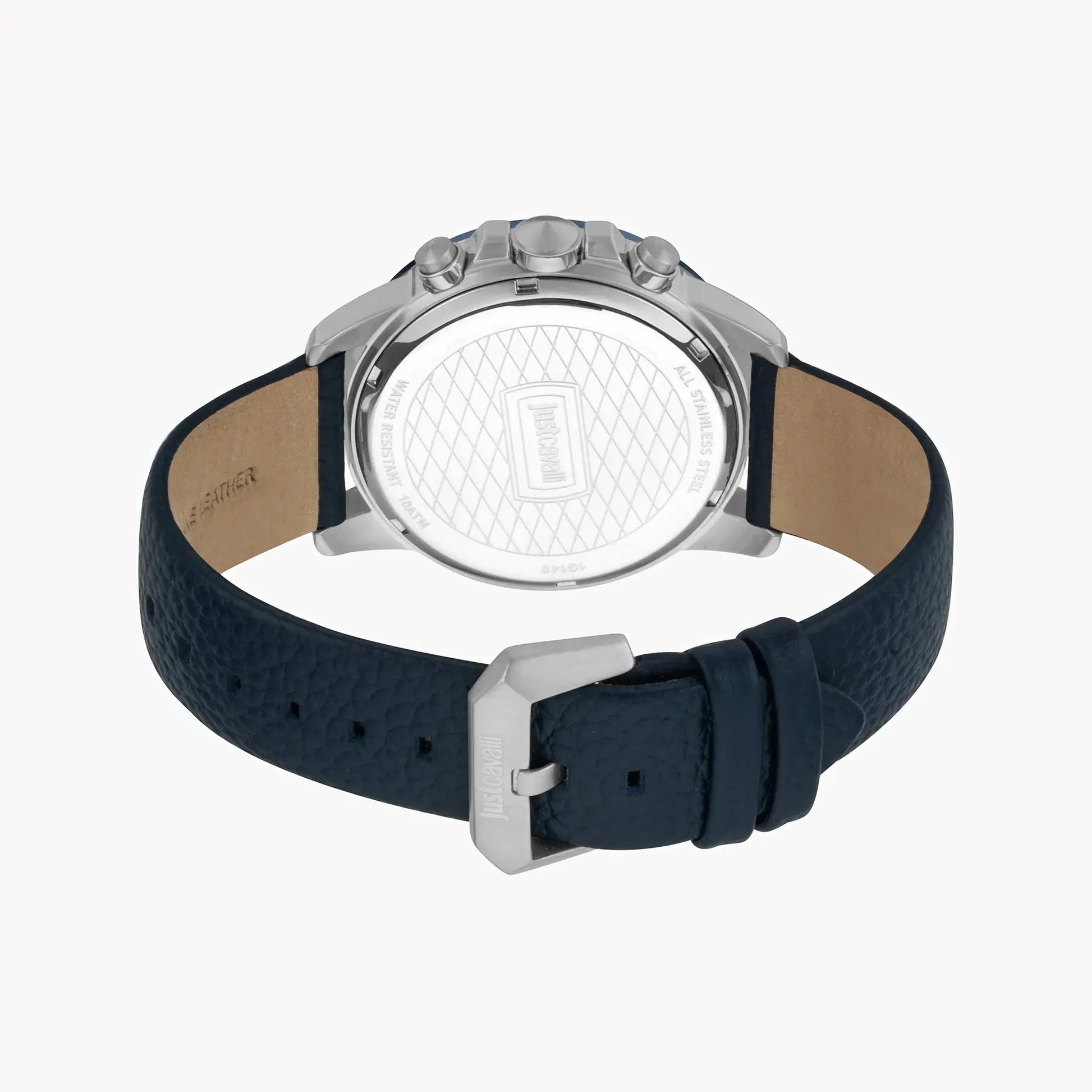 Just Cavalli Men's Blue Leather Watch, Silver Dial | Jc1g140l0045 by JUST CAVALLI