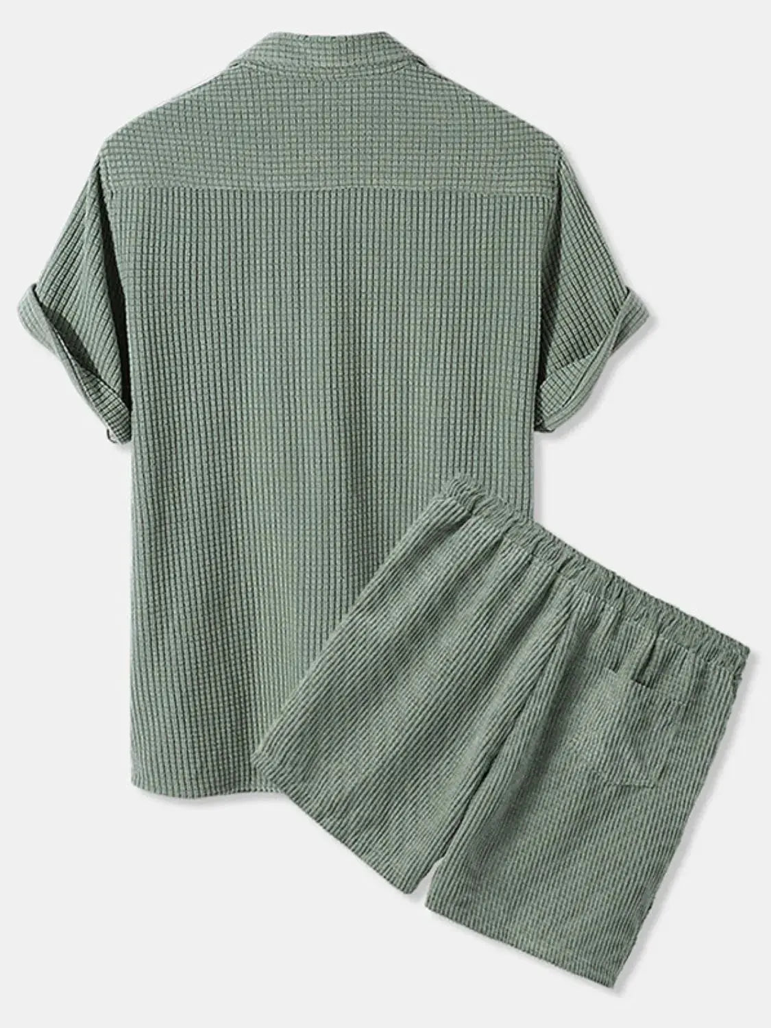 Men's Full Size Button Detail Short Sleeve Top and Shorts Set Plus Size by Trendsi
