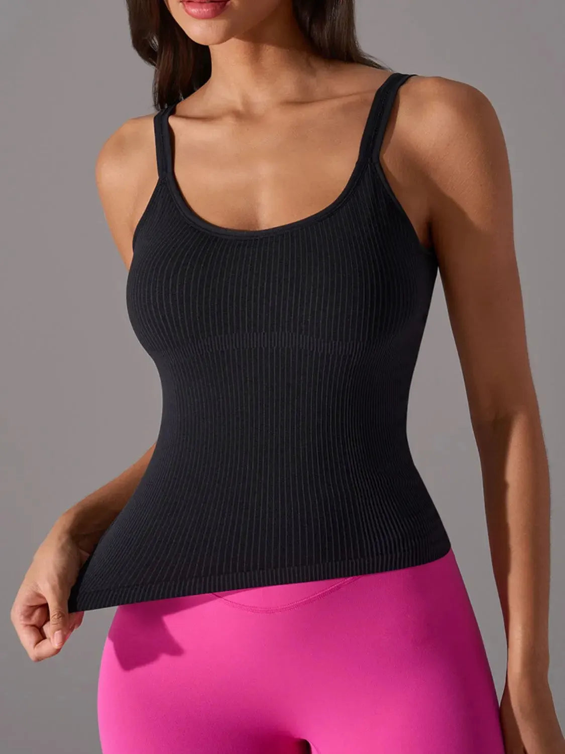 Scoop Neck Active Tank with Detachable Chest Pads by Partner Label