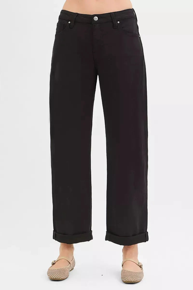 RISEN Tummy Control Mid Rise Ankle Barrel Relaxed Baggy by RISEN