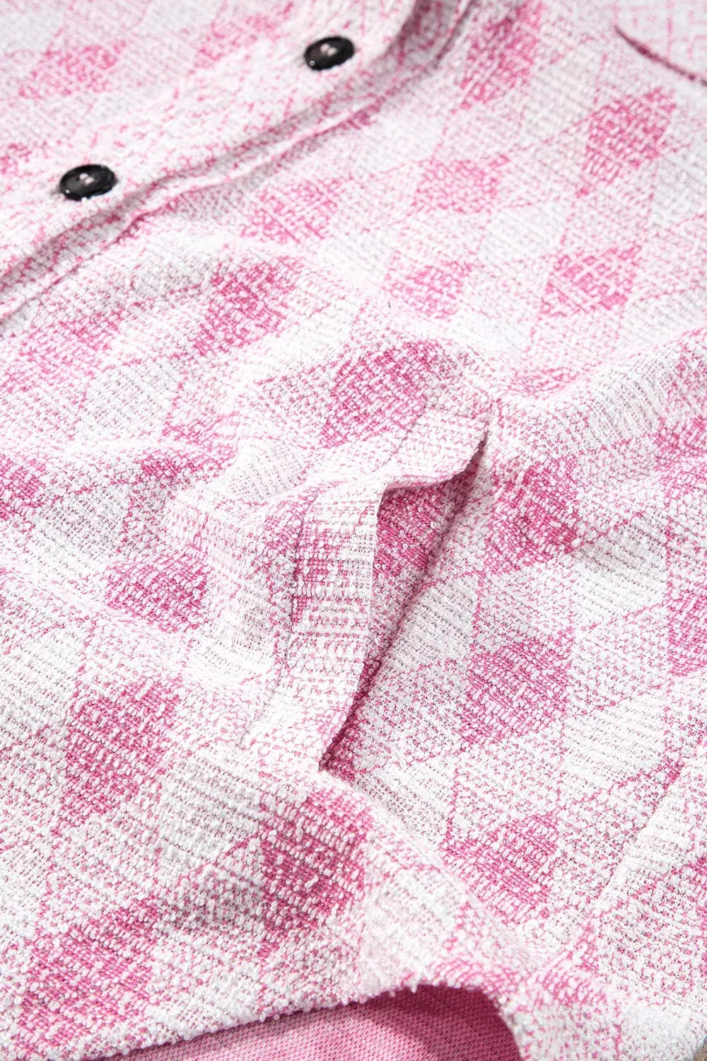 Geometric Print Textured Flap Pocket Shacket by Partner Label