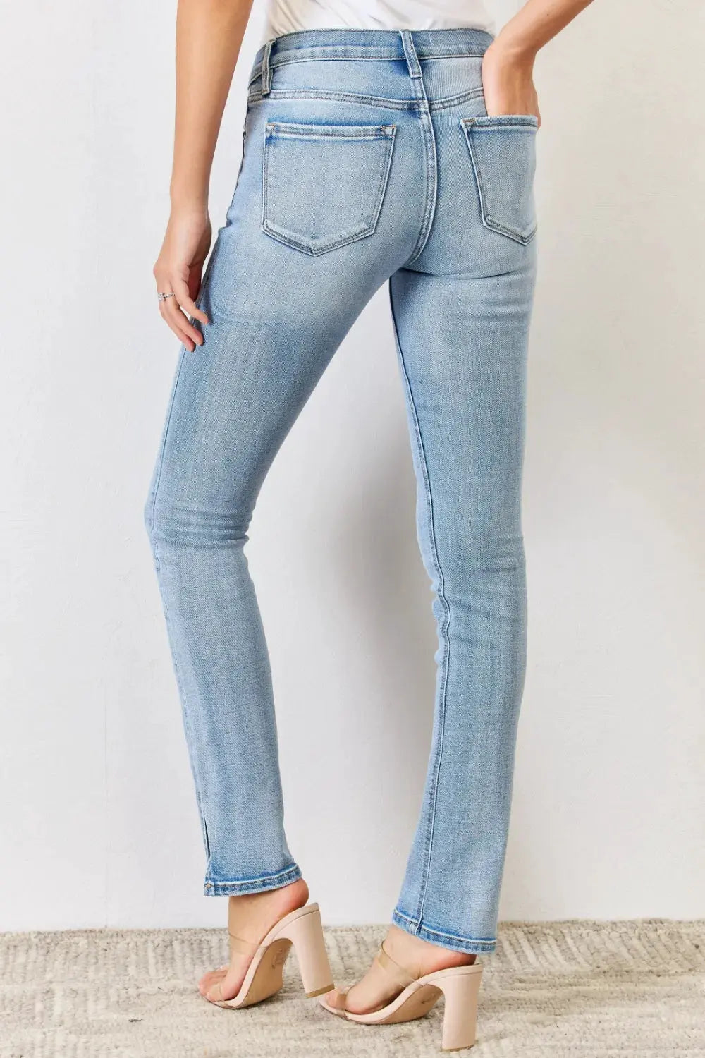 Kancan Full Size Mid Rise Y2K Slit Bootcut Jeans by Kancan