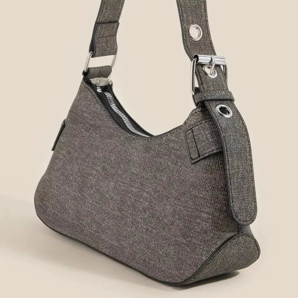 Fame Denim Belt Accent Shoulder Bag by Fame