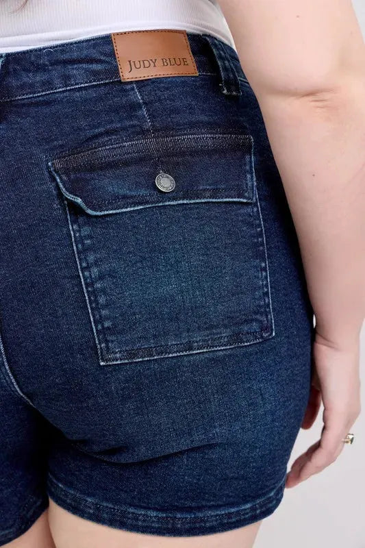 Judy Blue Full Size High Waist Back Flap Pocket Denim Shorts Plus Size by Judy Blue