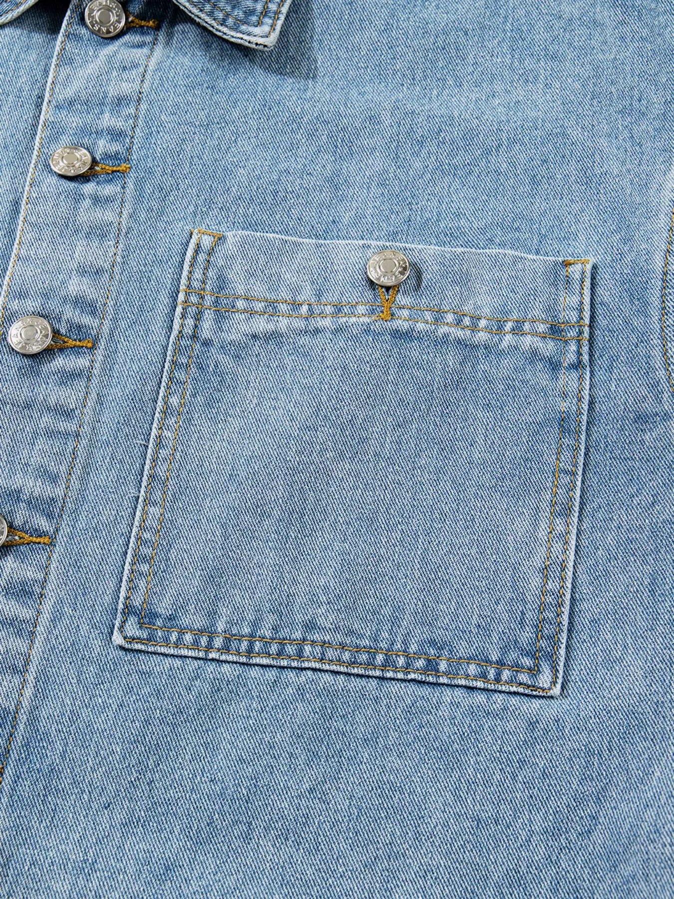 Patched Pockets Side Tie Denim Jacket by Partner Label