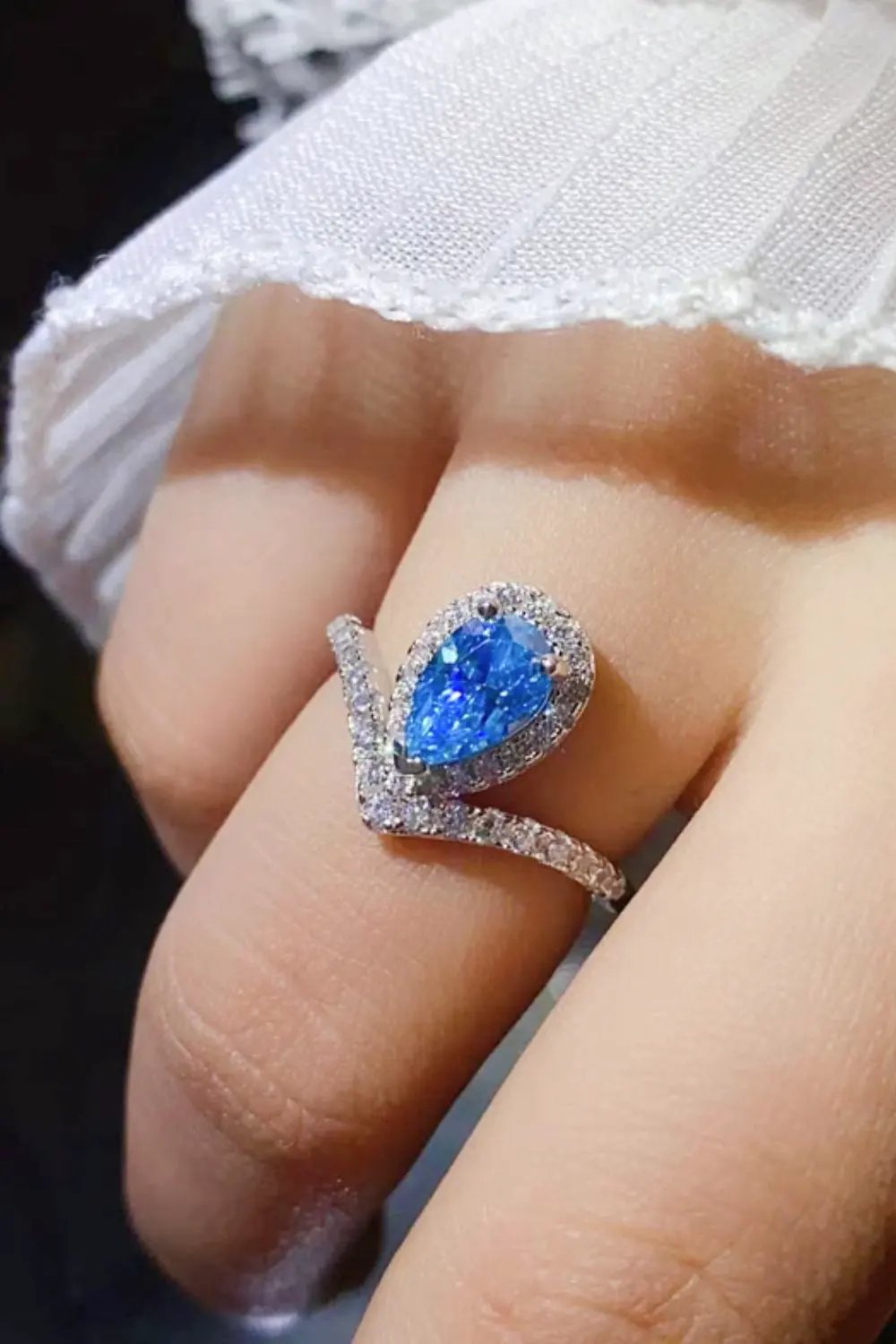 1 Carat Pear Shape Moissanite Heart Ring by Partner Label