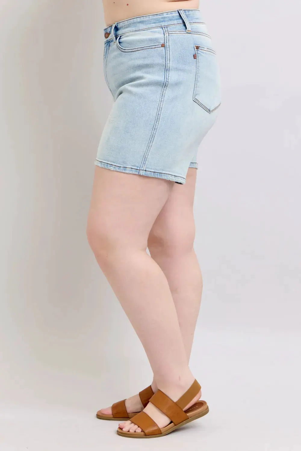 Judy Blue Full Size 2 Button Denim Shorts with Pockets Plus Size by Judy Blue