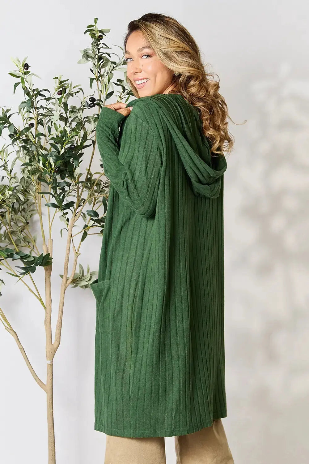 Basic Bae Full Size Hooded Sweater Cardigan by Basic Bae