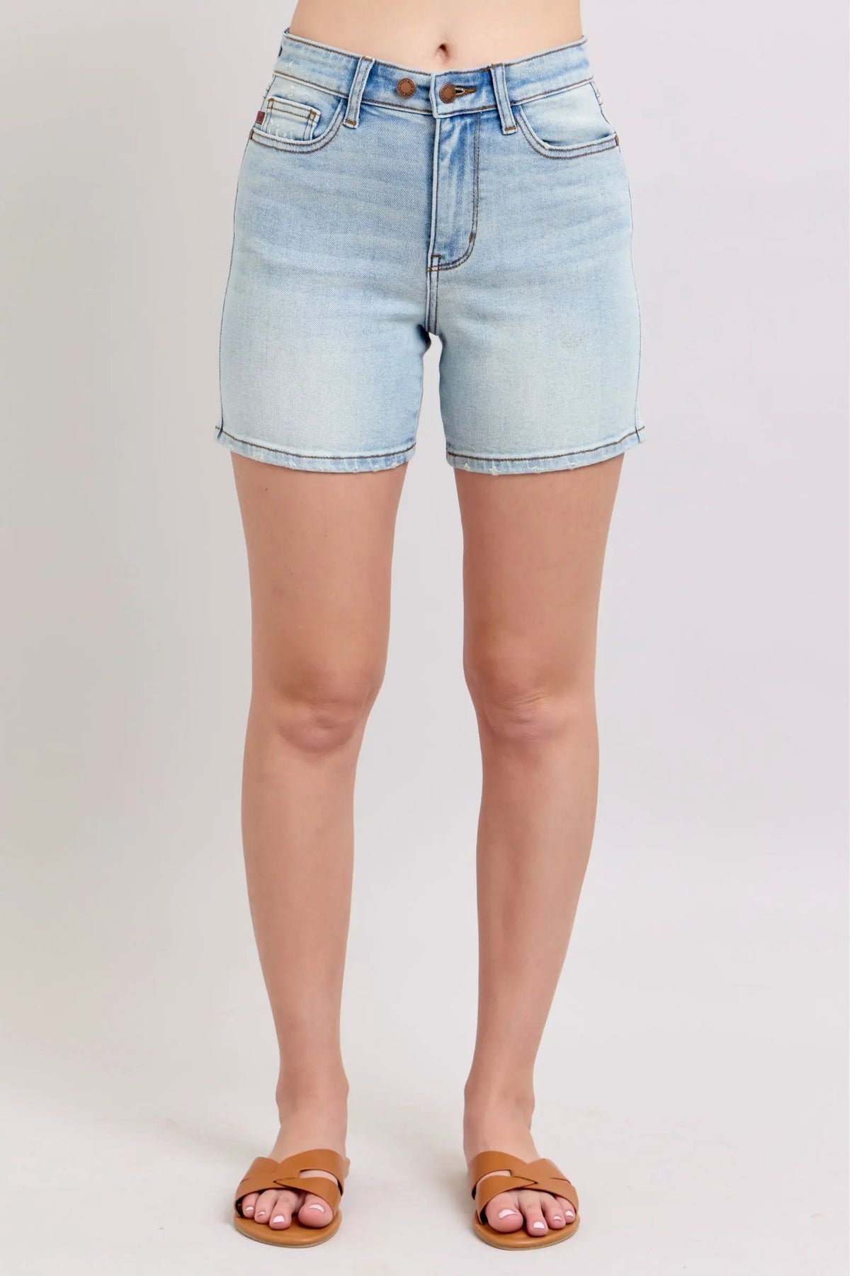 Judy Blue Full Size 2 Button Denim Shorts with Pockets Plus Size by Judy Blue