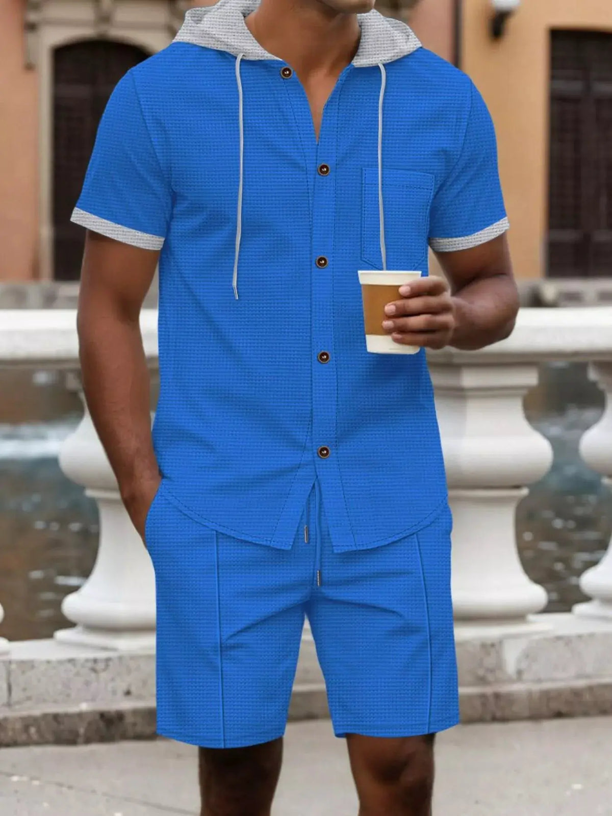 Men's Full Size Casual Hooded Top & Shorts Set Plus Size by Trendsi