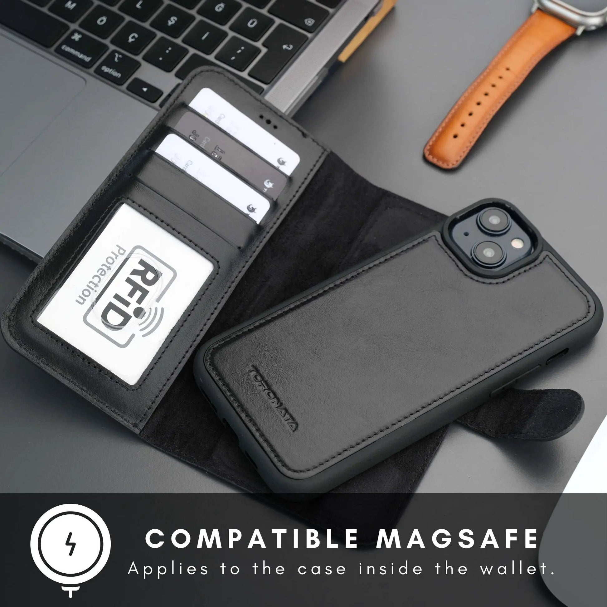 Casper Leather iPhone 14 Wallet Case | MagSafe by TORONATA