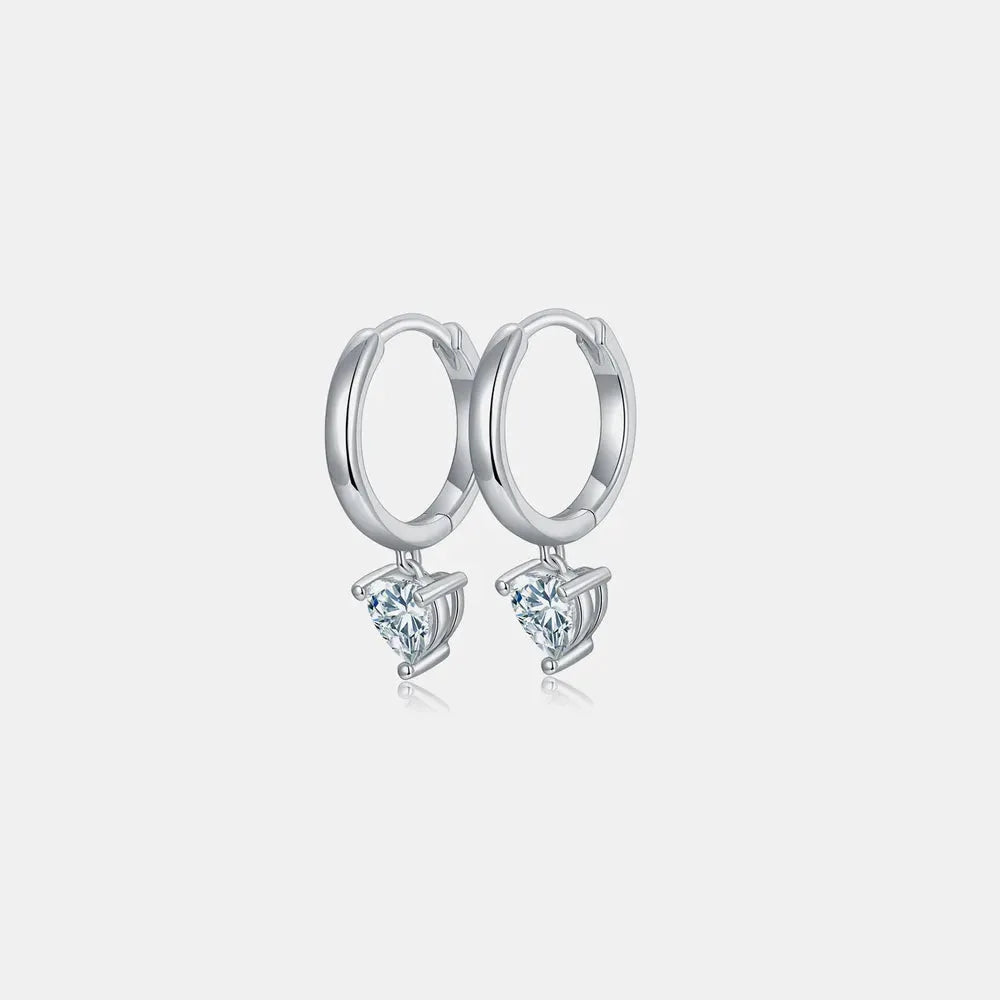 1 Carat Moissanite 925 Sterling Silver Heart Earrings by Partner Label