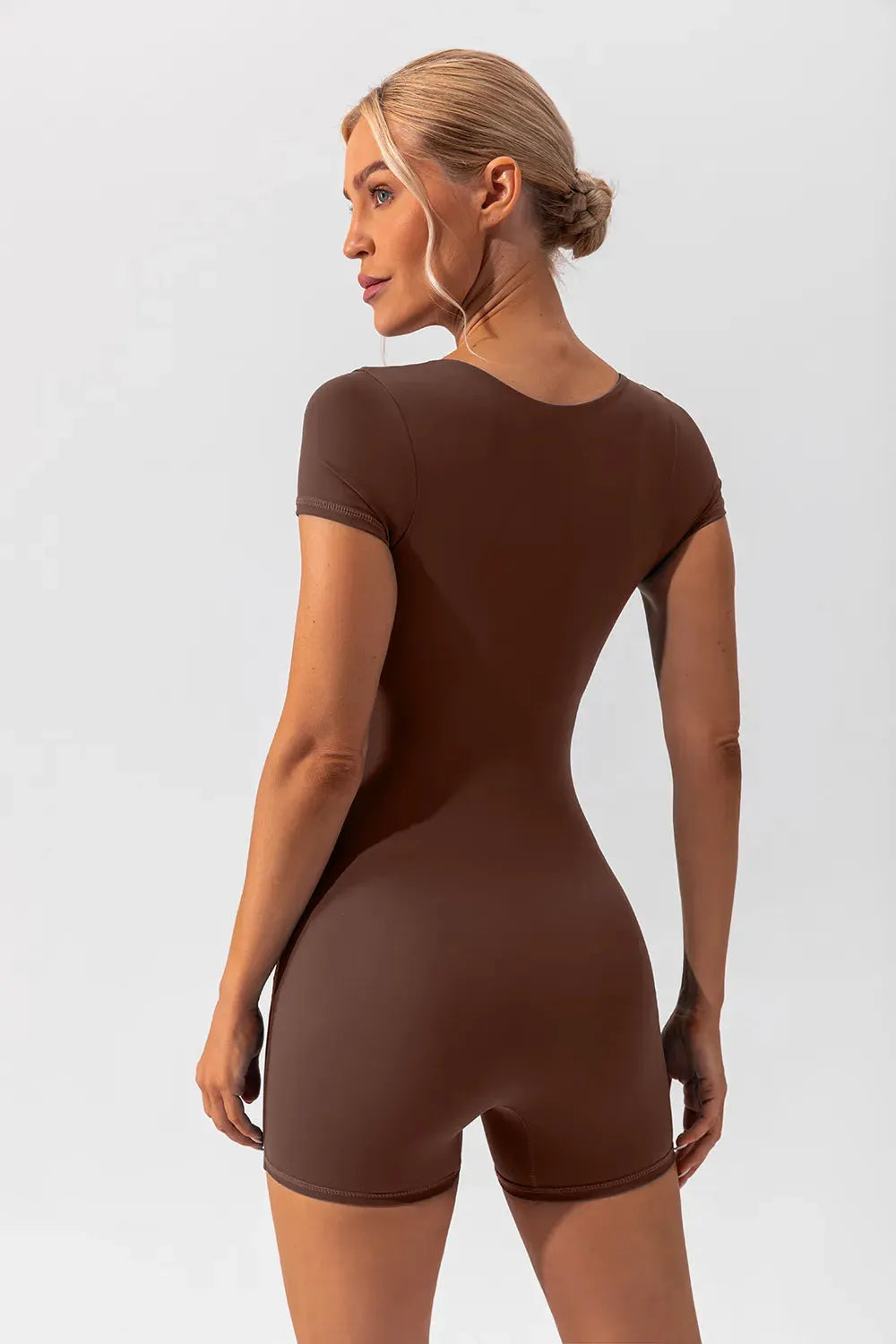 Square Neck Cap Sleeve Active Romper by Partner Label